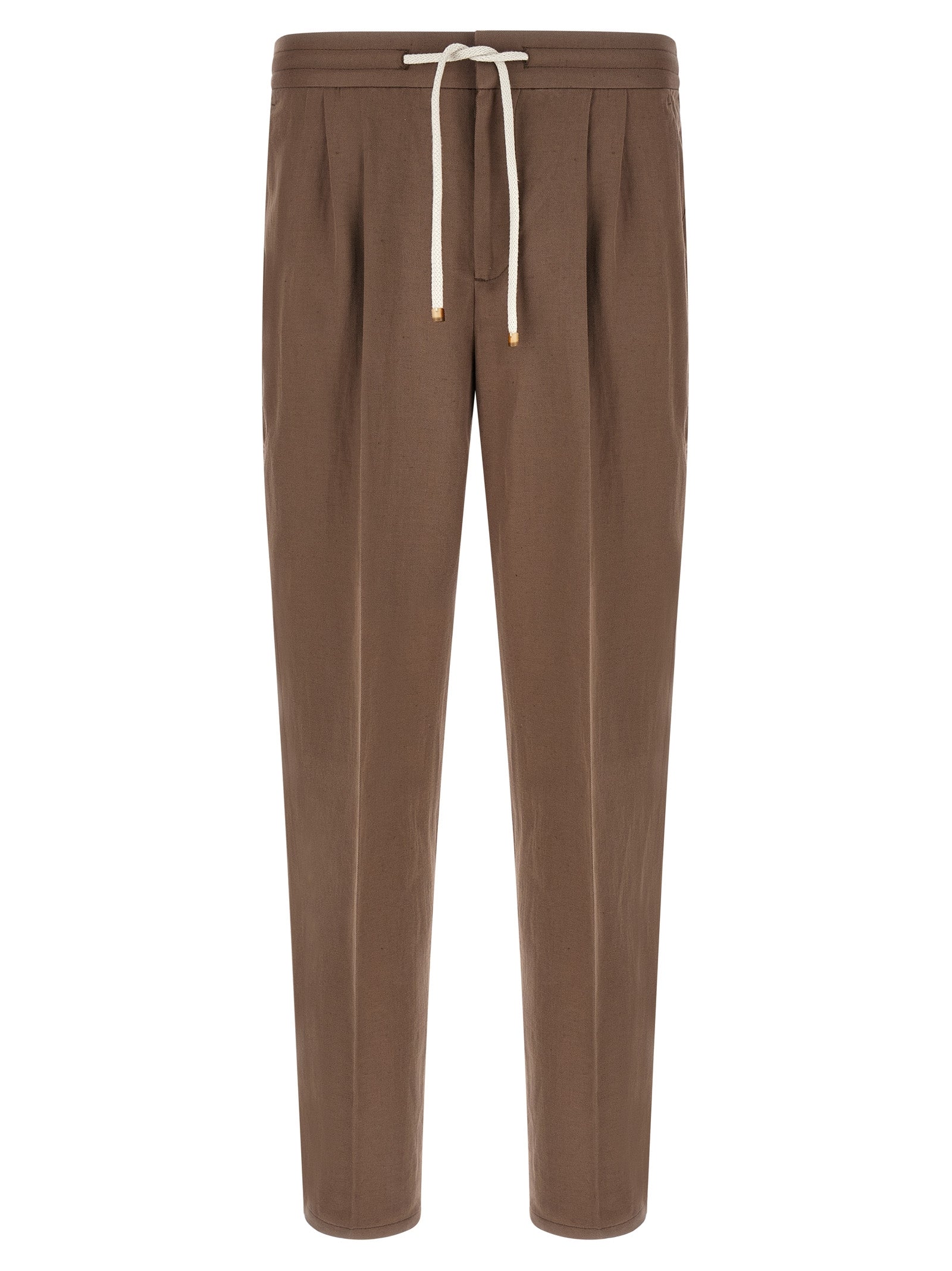 Brunello Cucinelli Brown Linen Casual Men's Pants