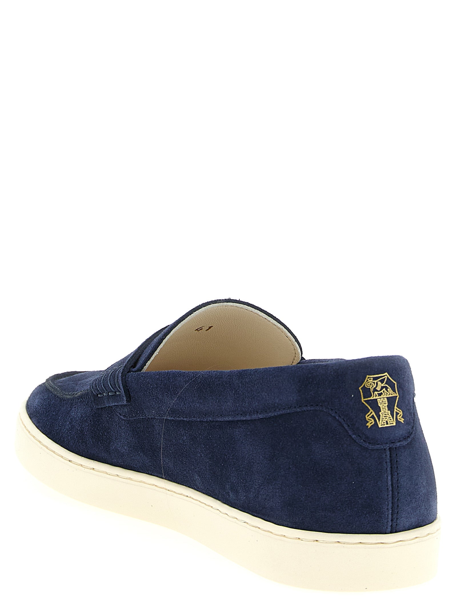 Brunello Cucinelli Blue Calfskin Slip-On Men's Loafers