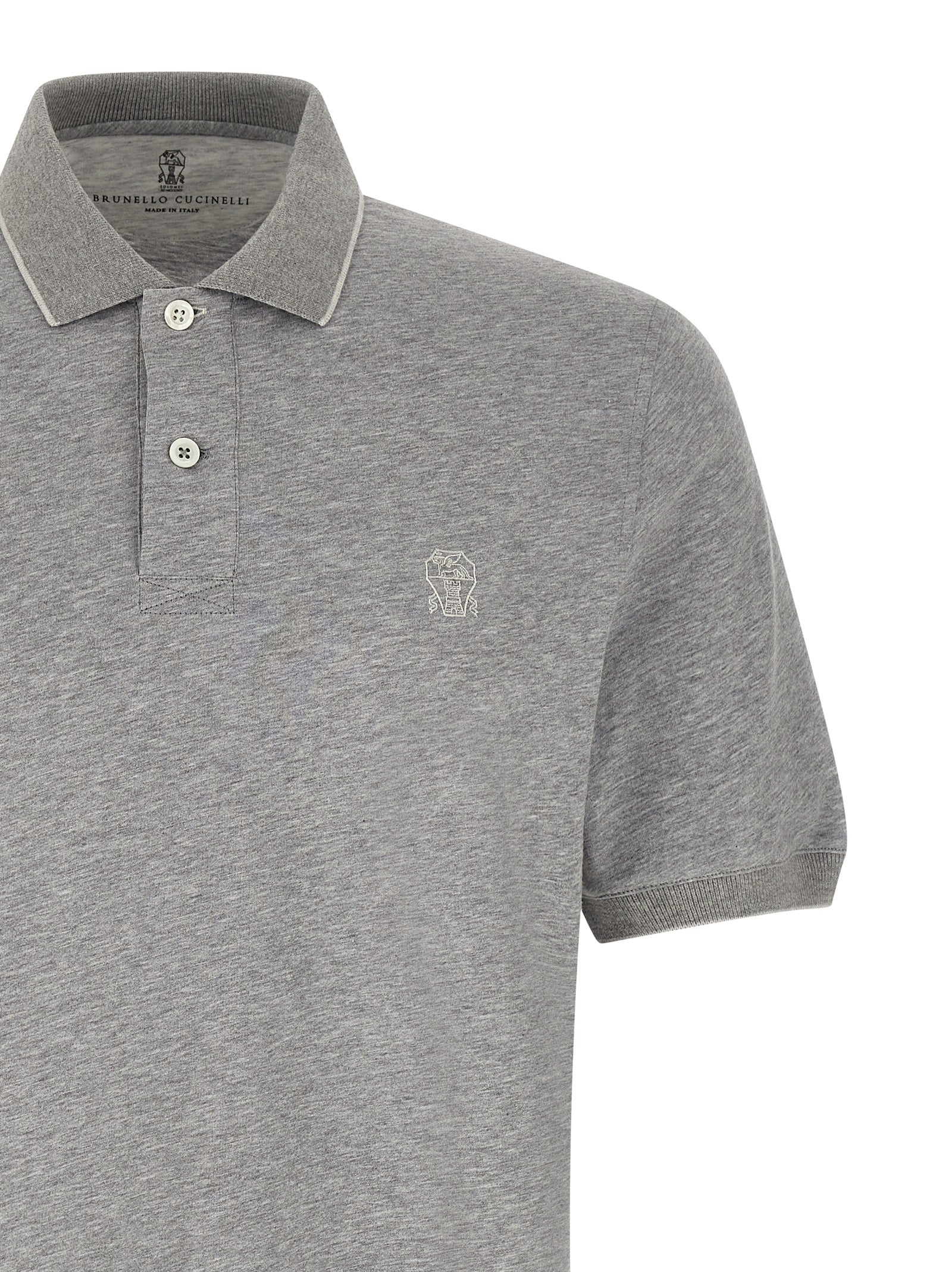 Brunello Cucinelli Gray Cotton Polo Men's Shirt