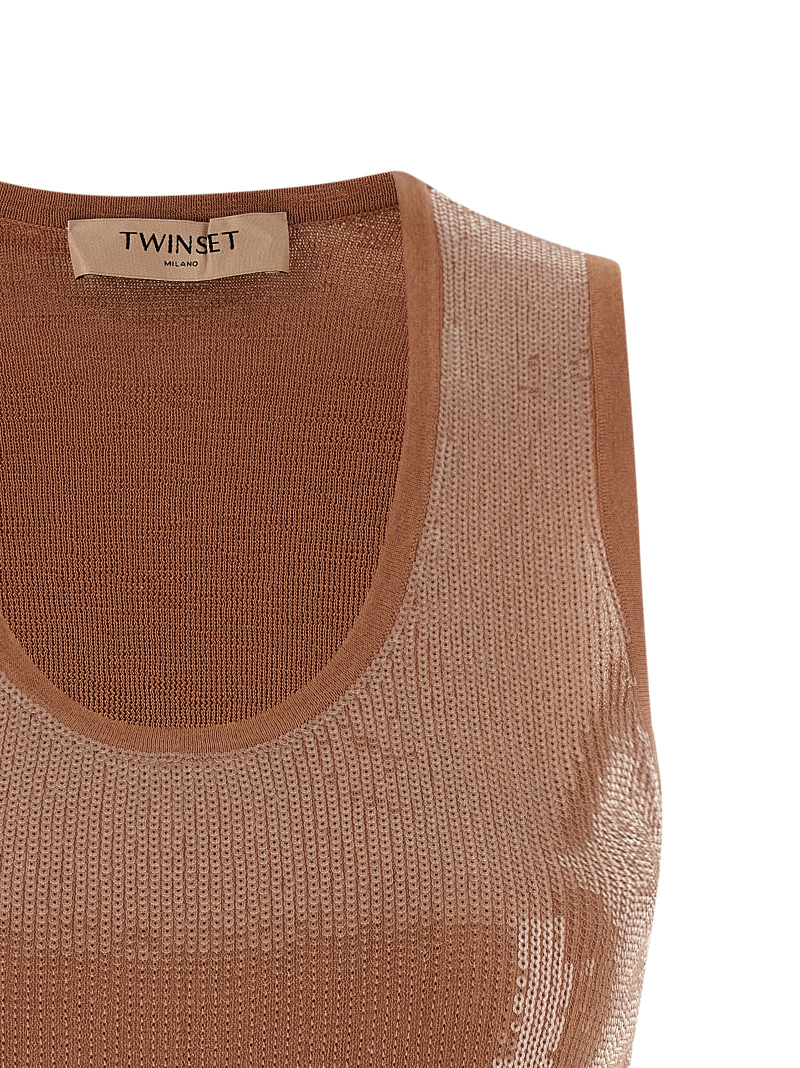 Twinset Brown Cotton Sleeveles Women's T-Shirt