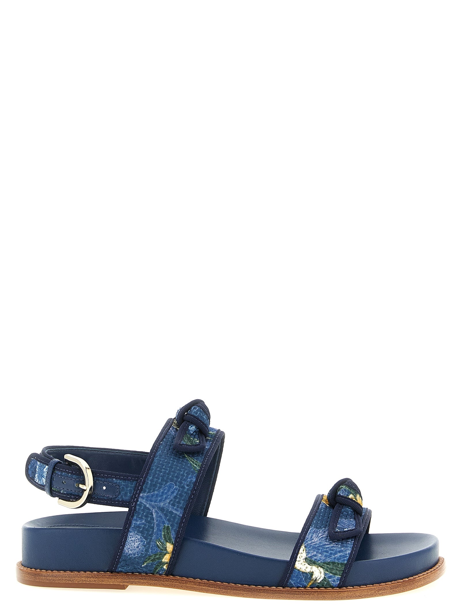 Alexandre Birman Blue Cowhide Flat Women's Sandals