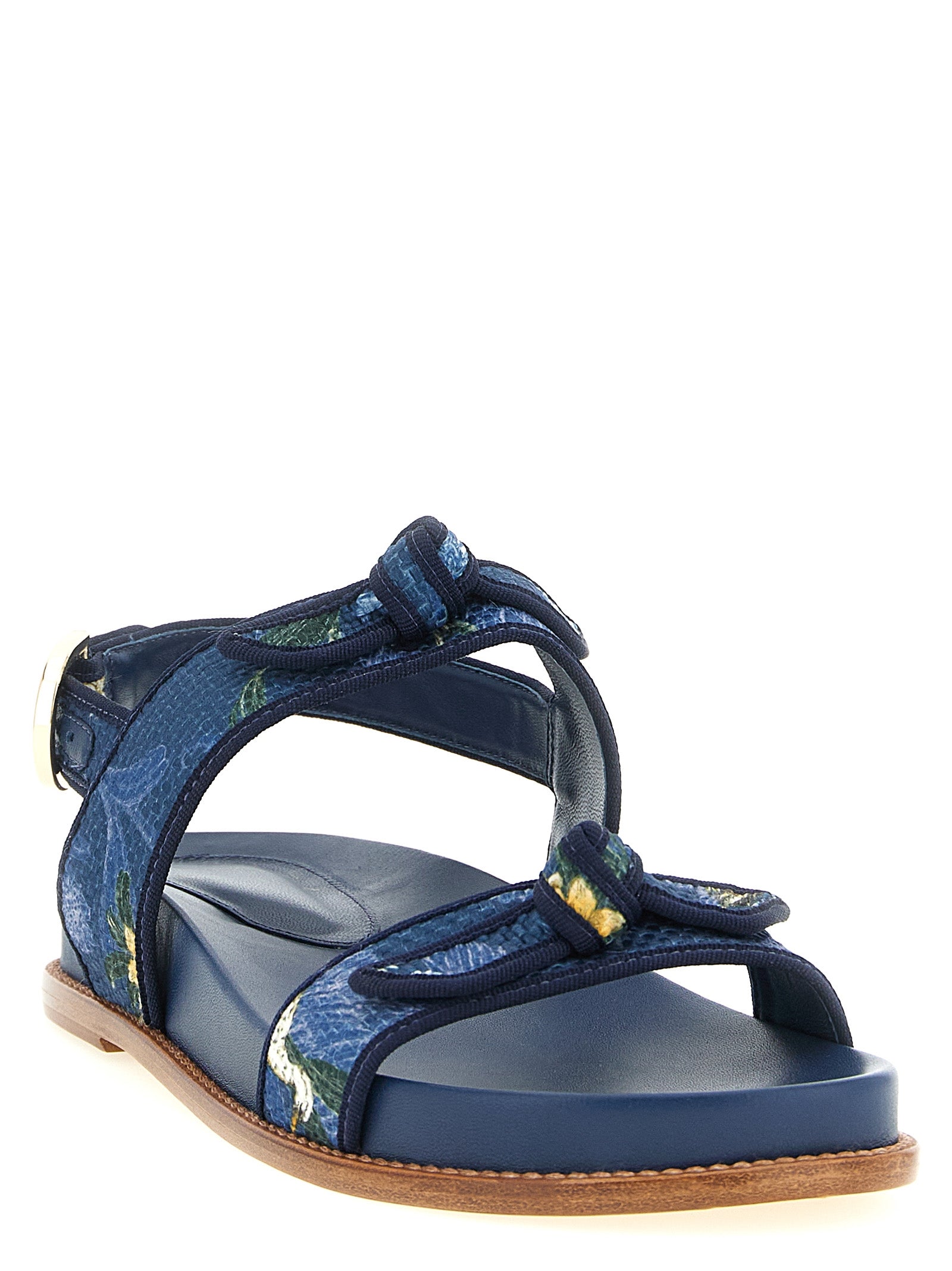 Alexandre Birman Blue Cowhide Flat Women's Sandals