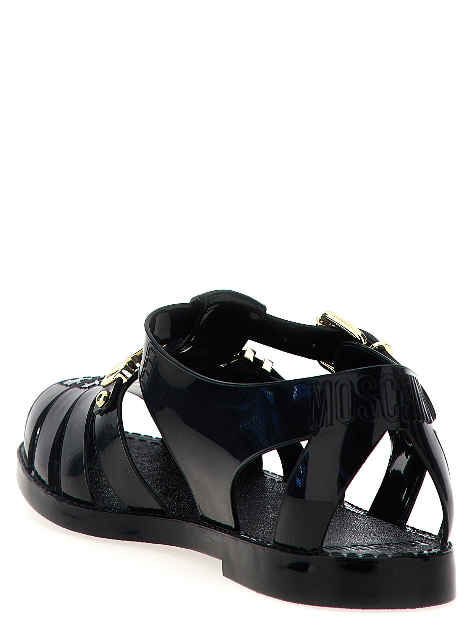 Moschino Black Pvc Flat Men's Sandals