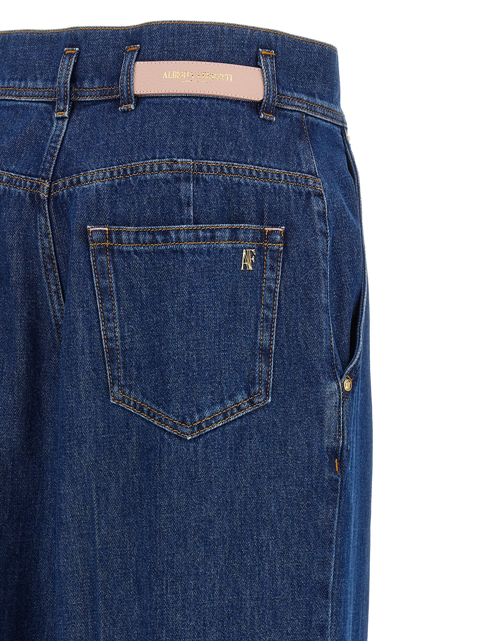 Alberta Ferretti Blue Cotton High-Waisted Women's Jean