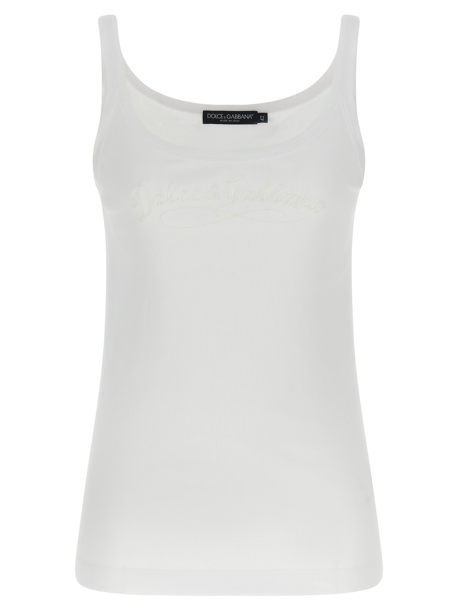 Dolce & Gabbana White Cotton Sleeveles Women's T-Shirt