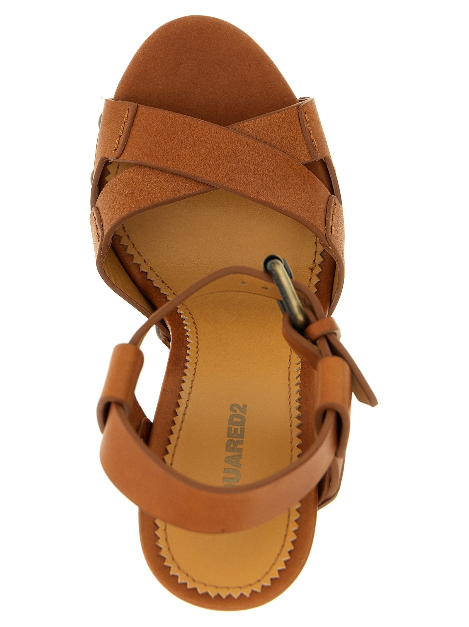 Dsquared² Brown Calfskin Stiletto Heel Women's Sandals