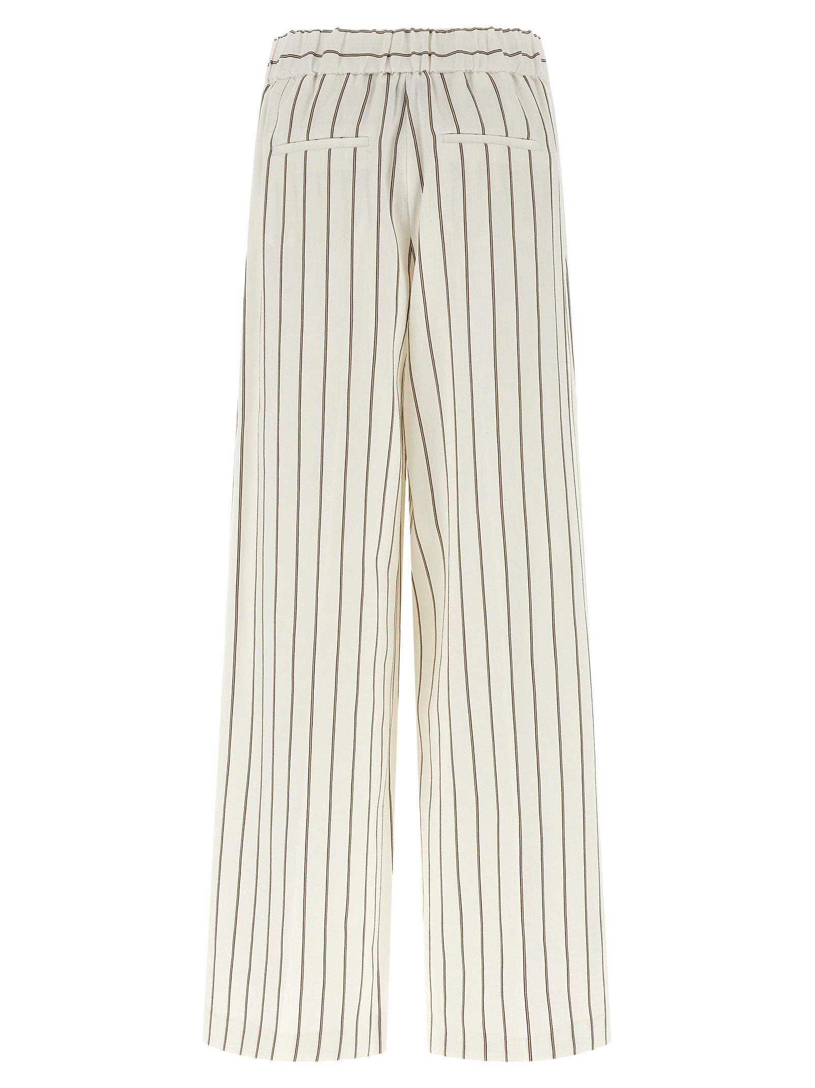 Peserico White Linen Casual Women's Pants