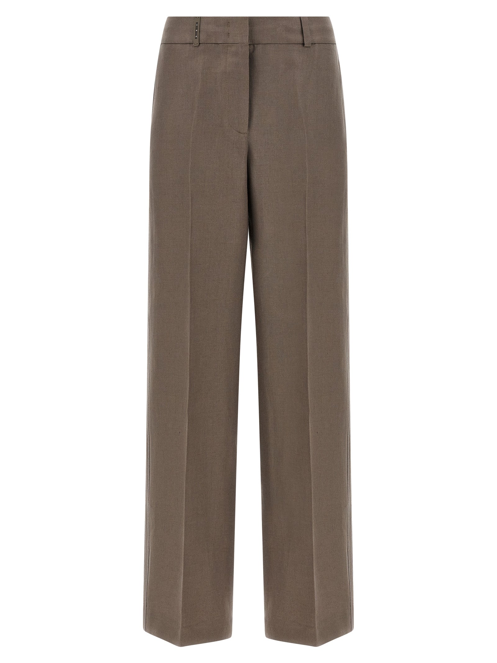 Peserico Brown Linen Women's Pants