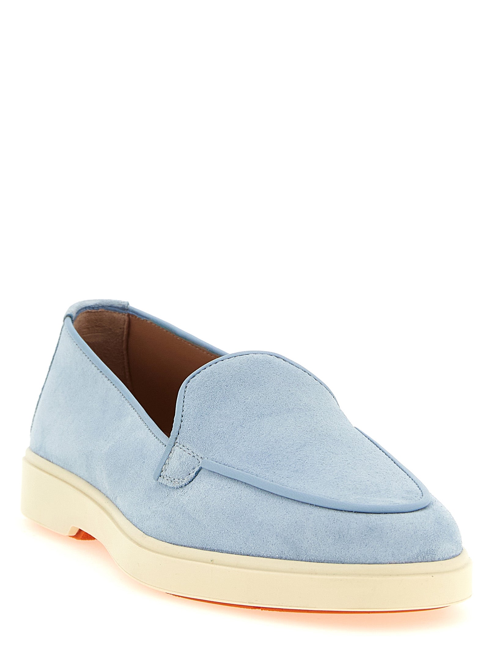 Santoni Blue Calfskin Slip-On Women's Loafers