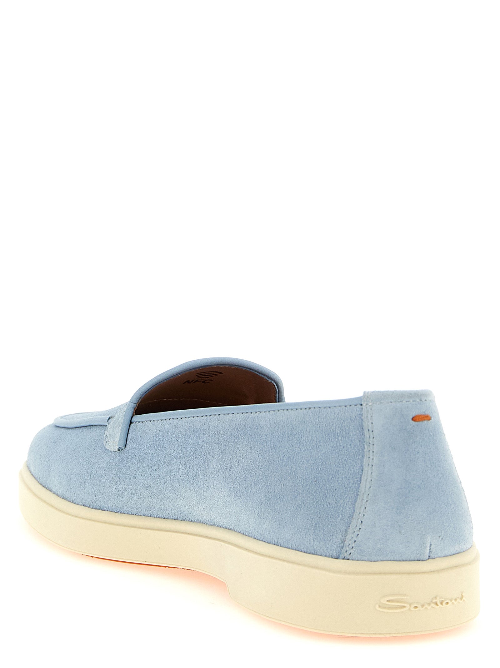 Santoni Blue Calfskin Slip-On Women's Loafers