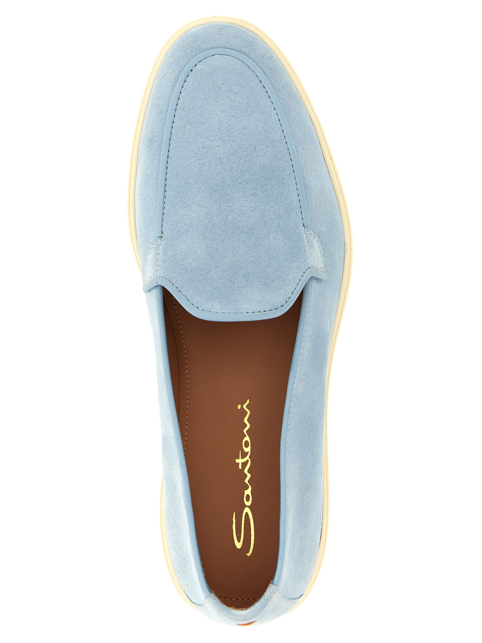 Santoni Blue Calfskin Slip-On Women's Loafers