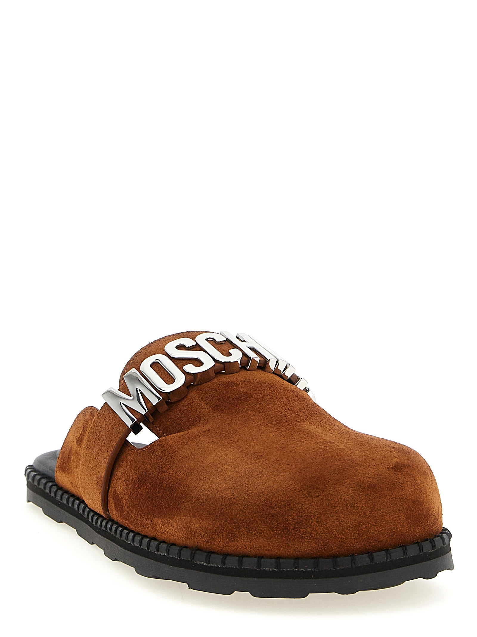 Moschino Brown Calfskin Women's Clogs