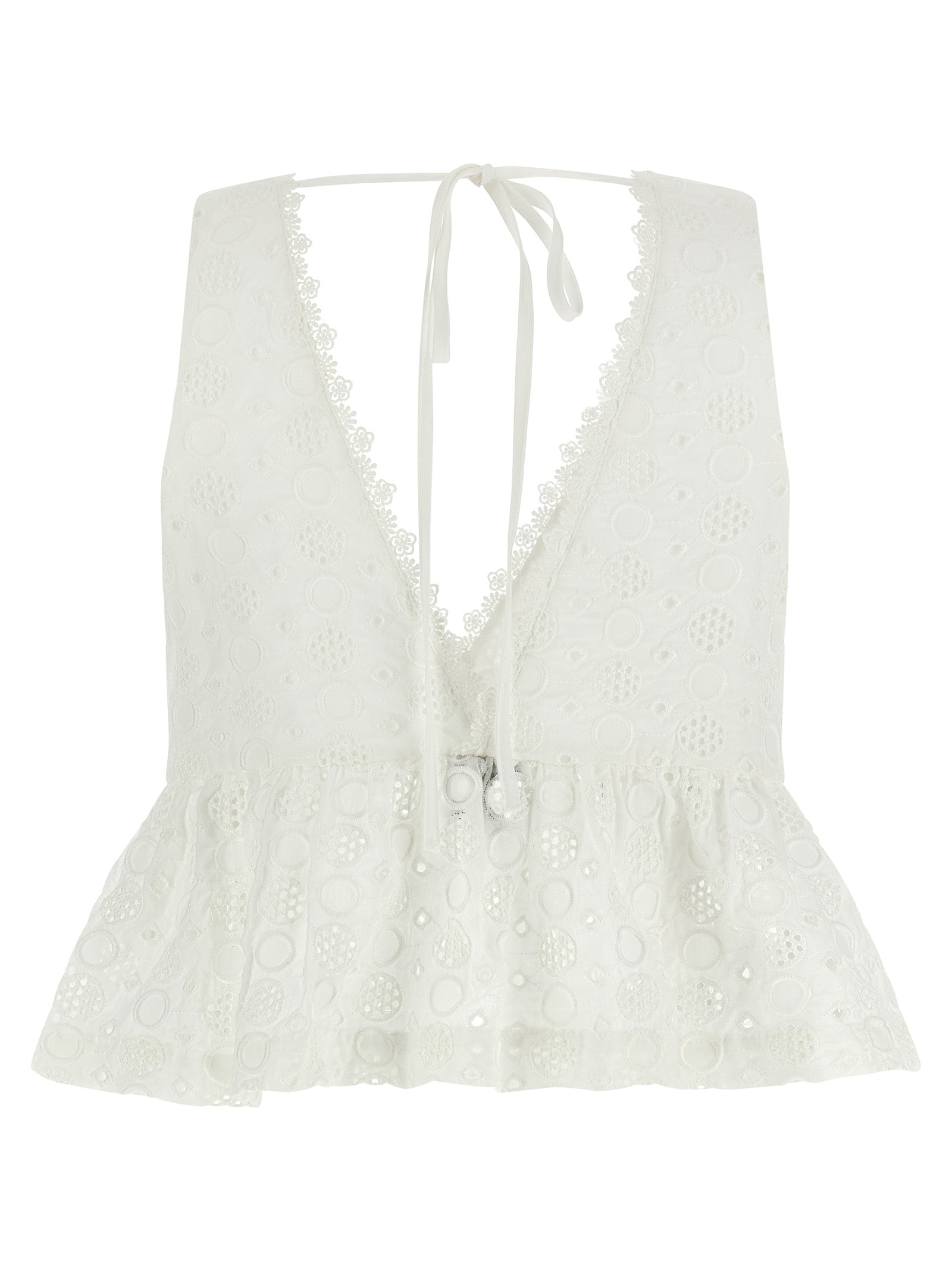 PINKO White Cotton Sleeveles Women's T-Shirt