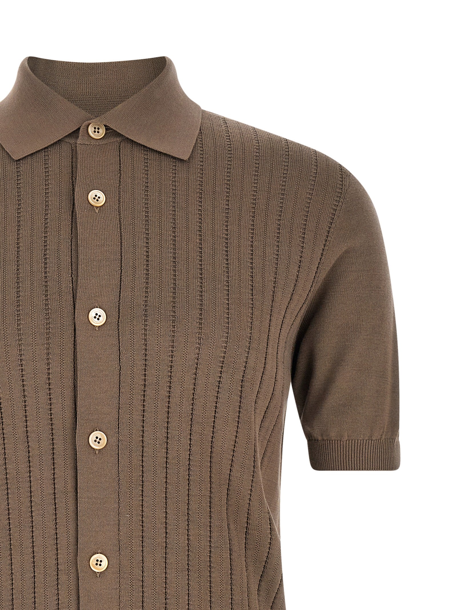 Brunello Cucinelli Brown Cotton Men's Blouse