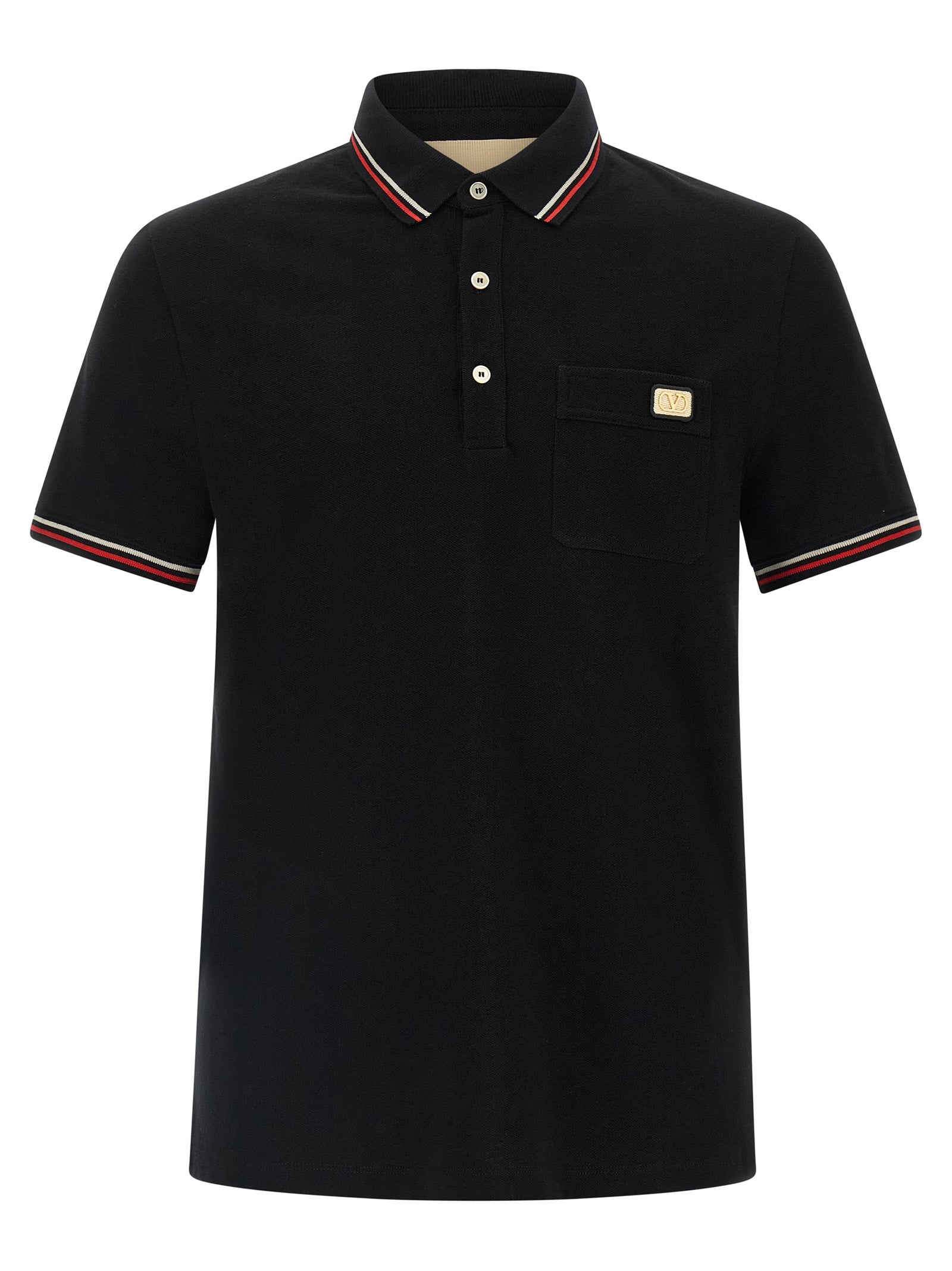 Valentino Garavani Black Cotton Polo Men's Shirt