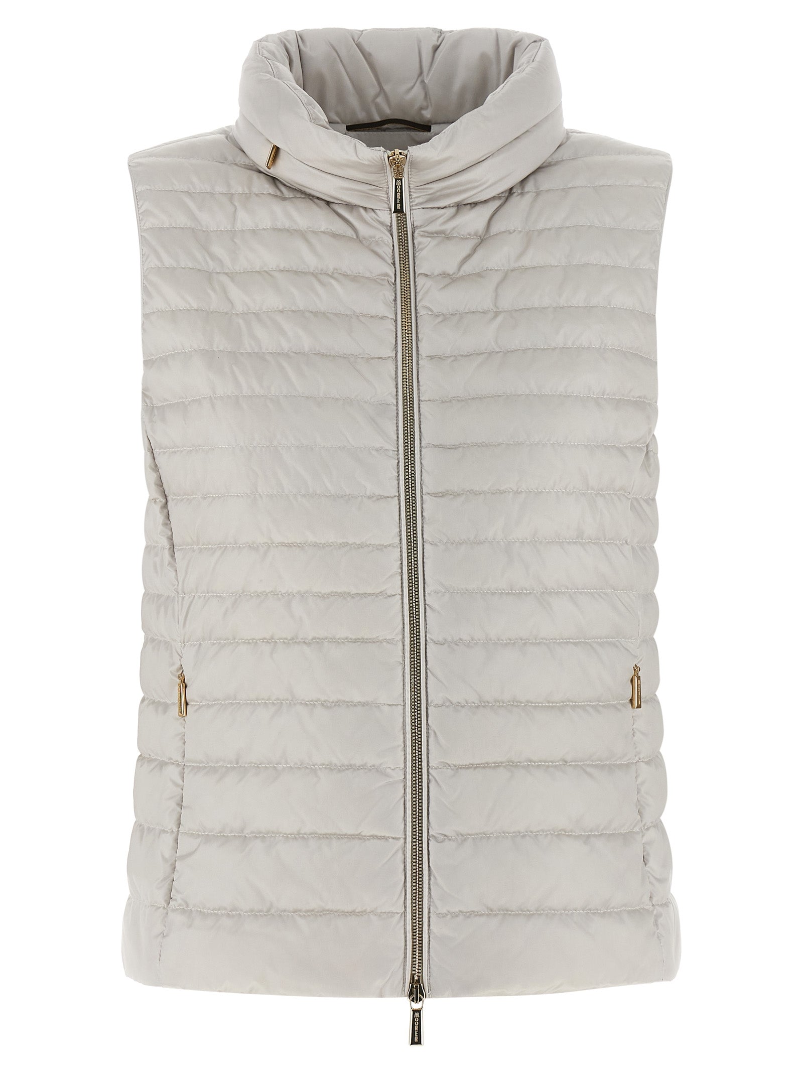 MooRER Beige Polyester Sleeveless Women's Jacket