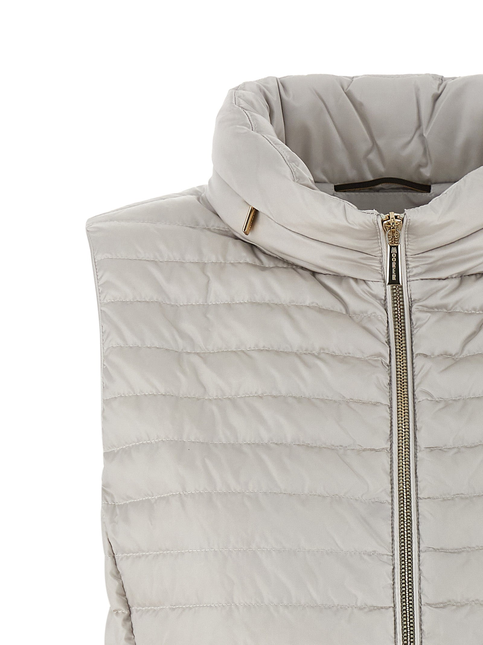 MooRER Beige Polyester Sleeveless Women's Jacket