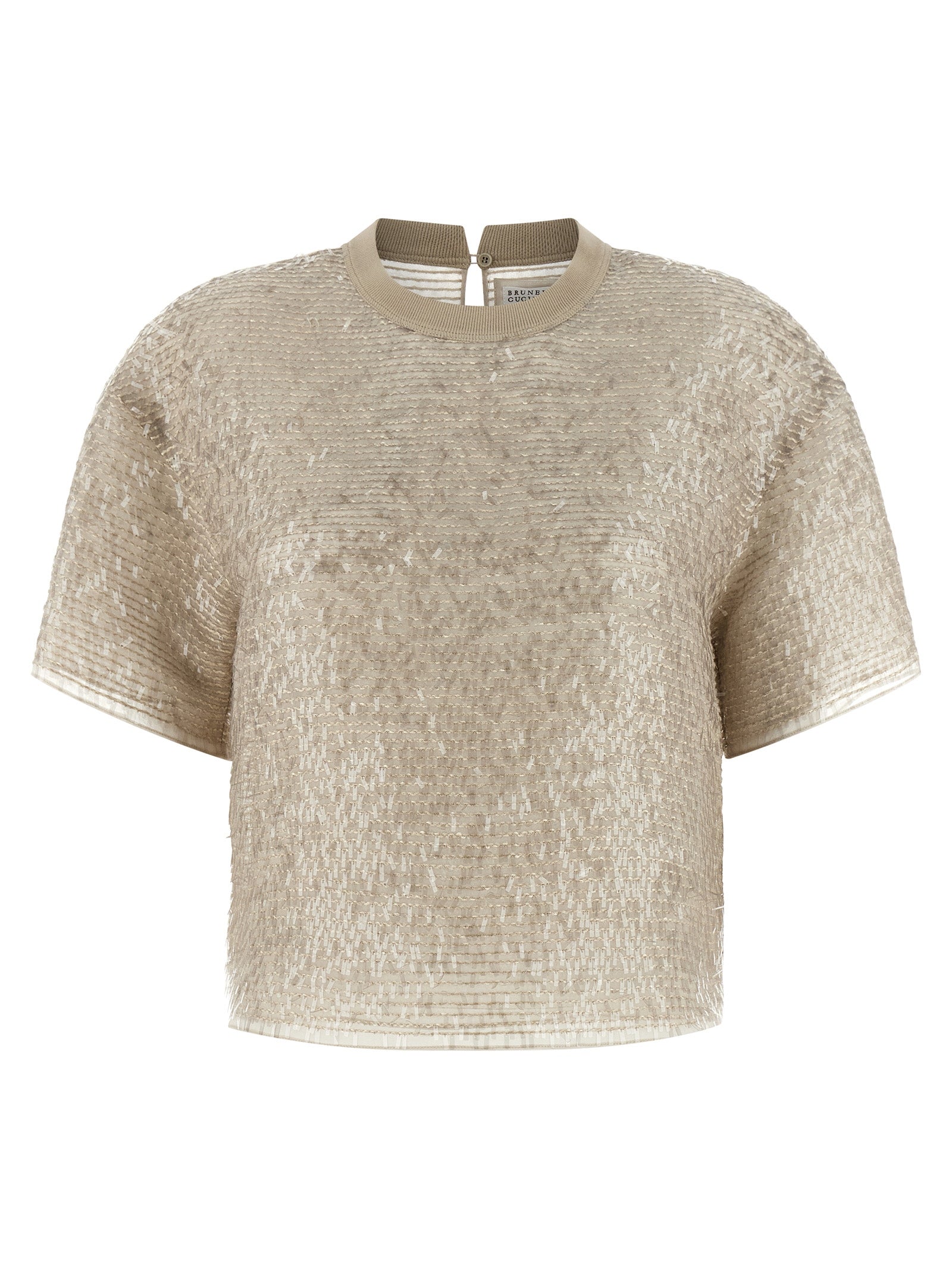 Brunello Cucinelli Beige Silk Women's T-Shirt