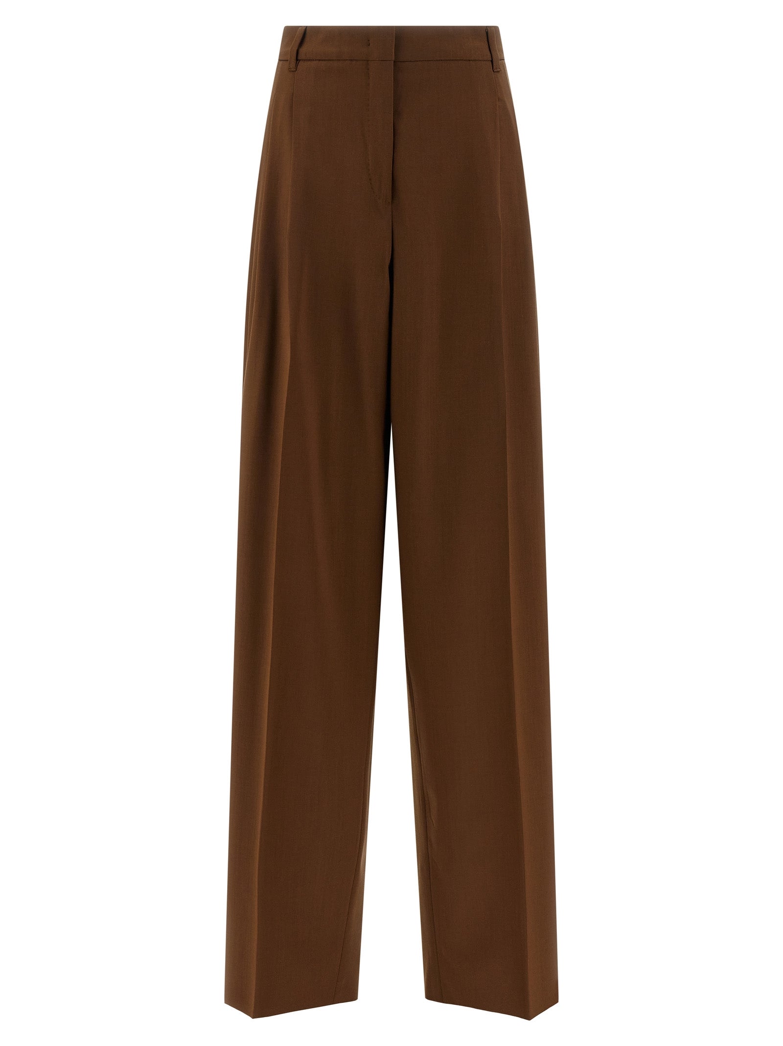 Max Mara Brown Virgin Wool Casual Women's Pants