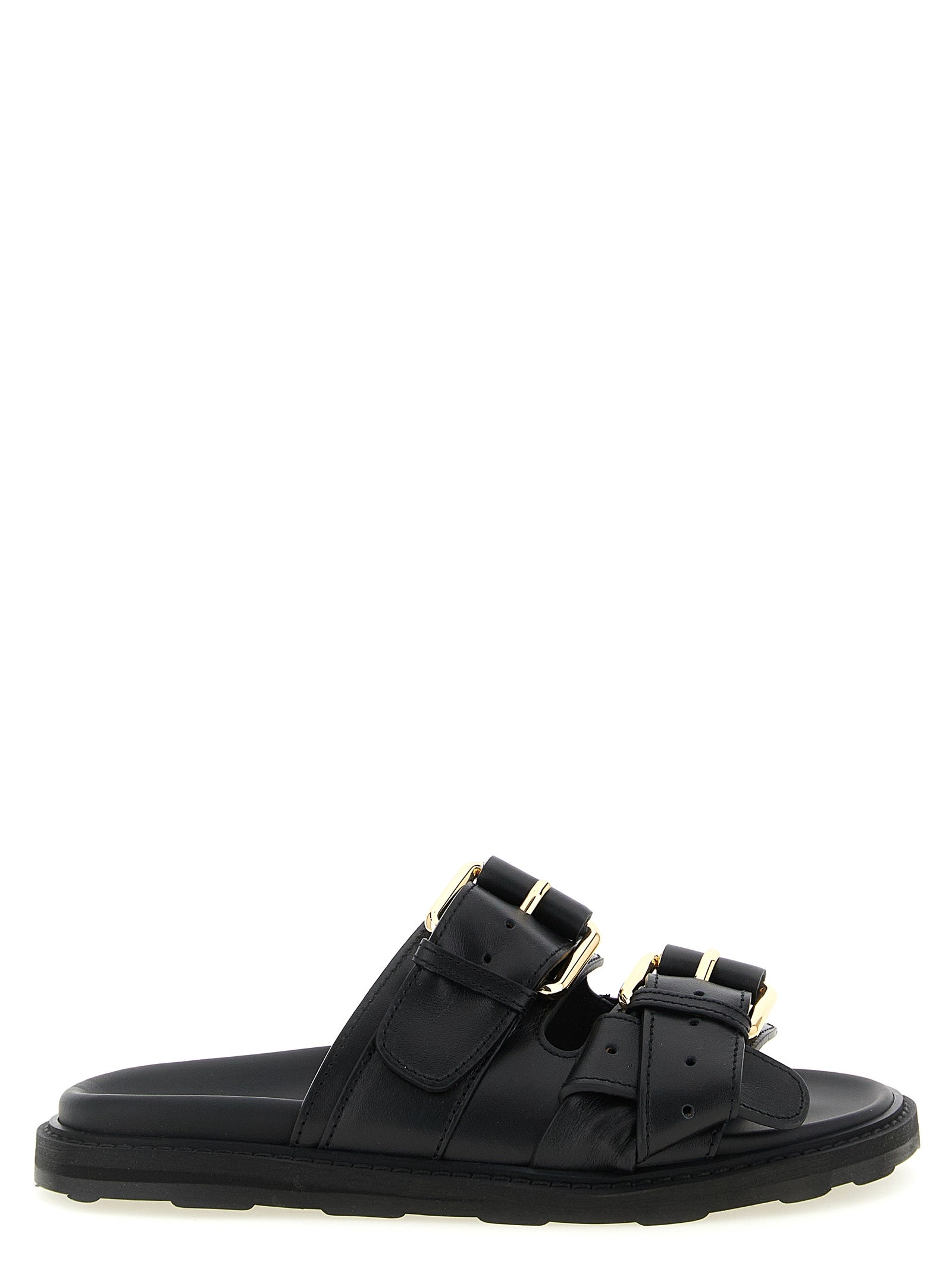 Moschino Black Calfskin Women's Slides