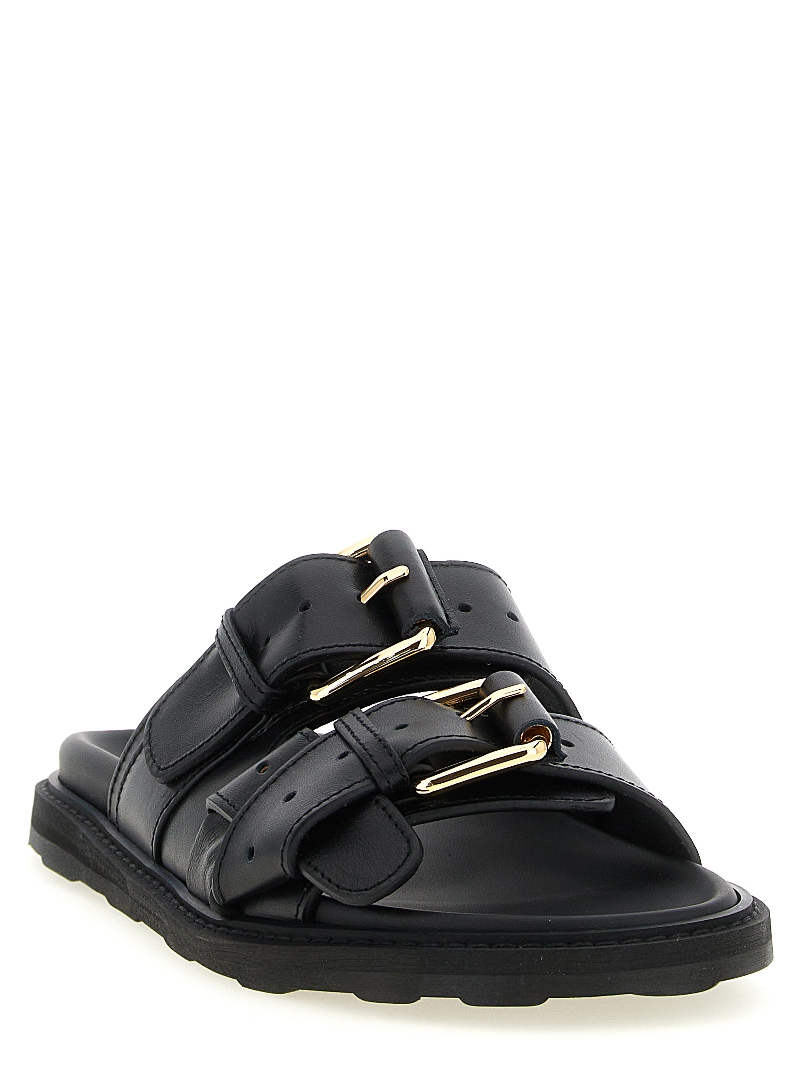 Moschino Black Calfskin Women's Slides