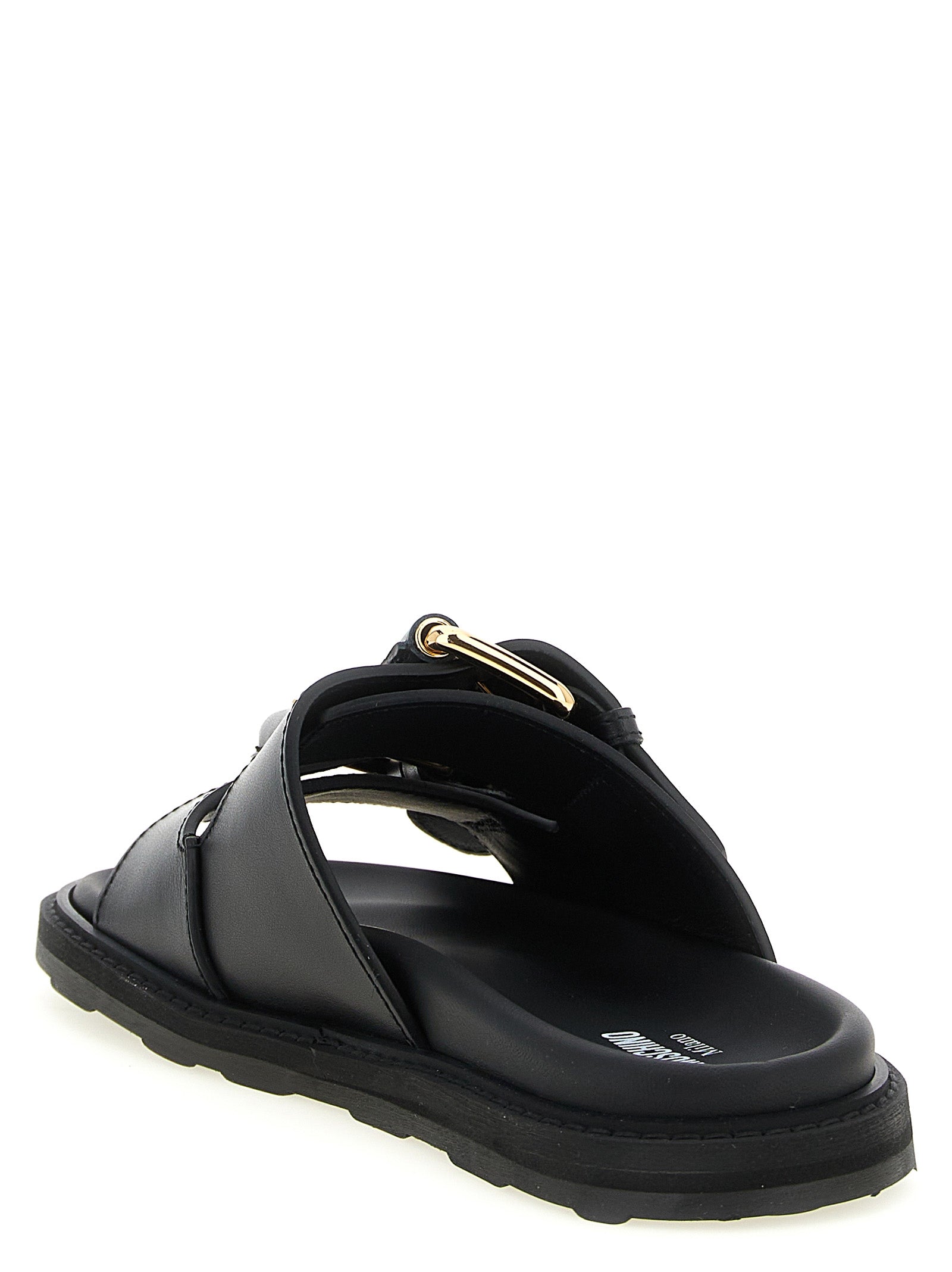 Moschino Black Calfskin Women's Slides