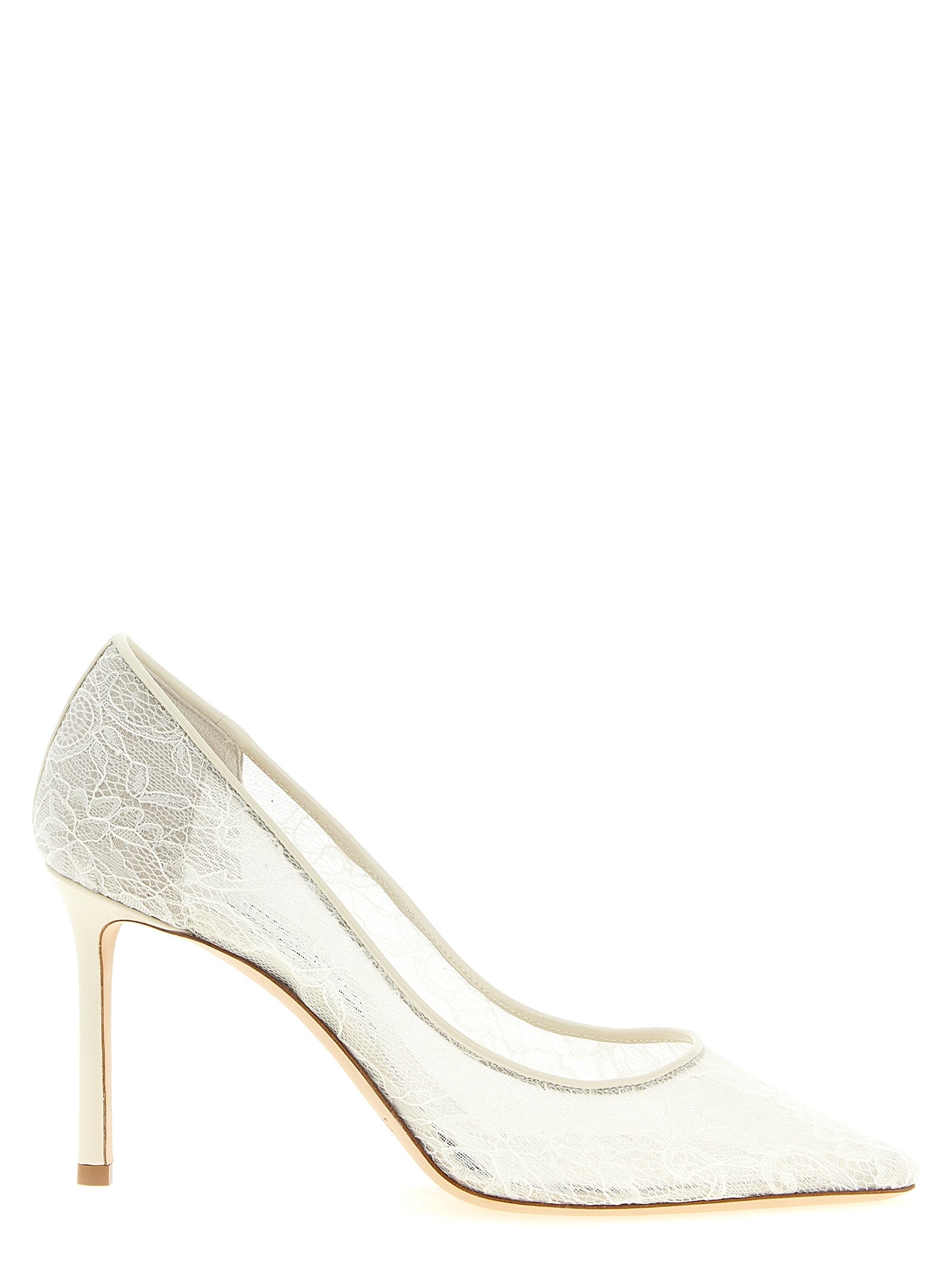 Jimmy Choo White Tencel High Heel Women's Pumps