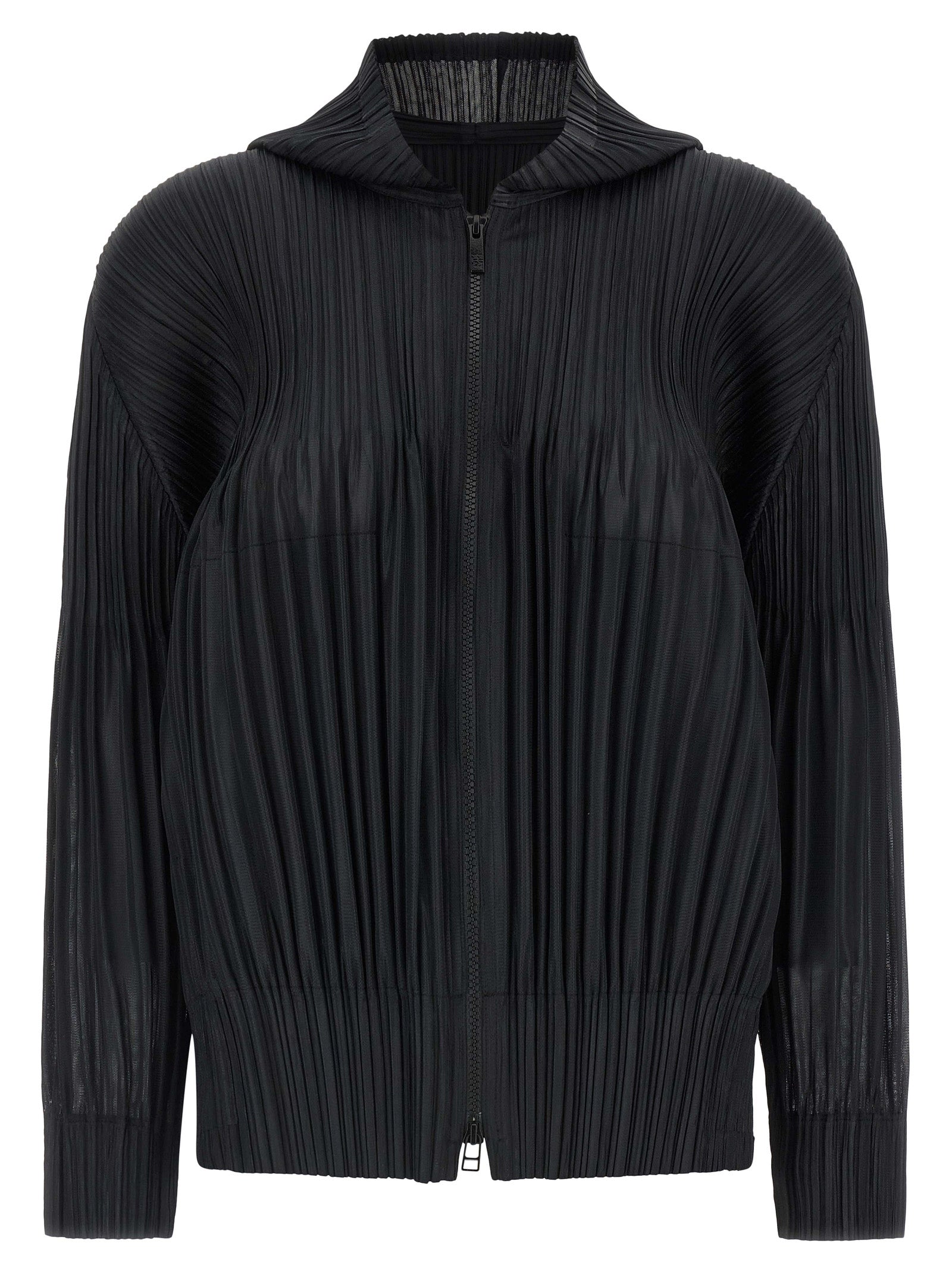PLEATS PLEASE ISSEY MIYAKE Black Polyester Women's Cardigan