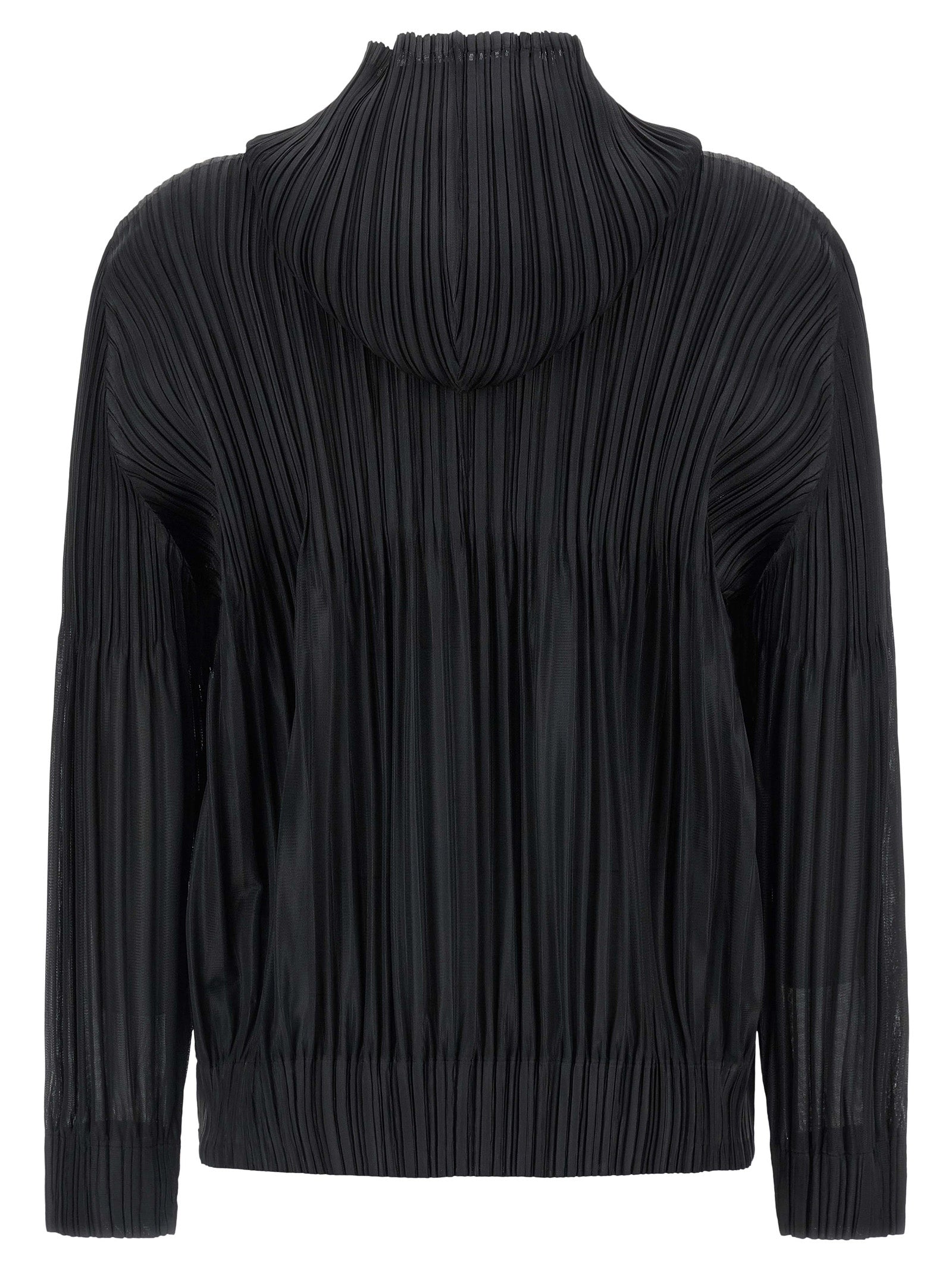 PLEATS PLEASE ISSEY MIYAKE Black Polyester Women's Cardigan