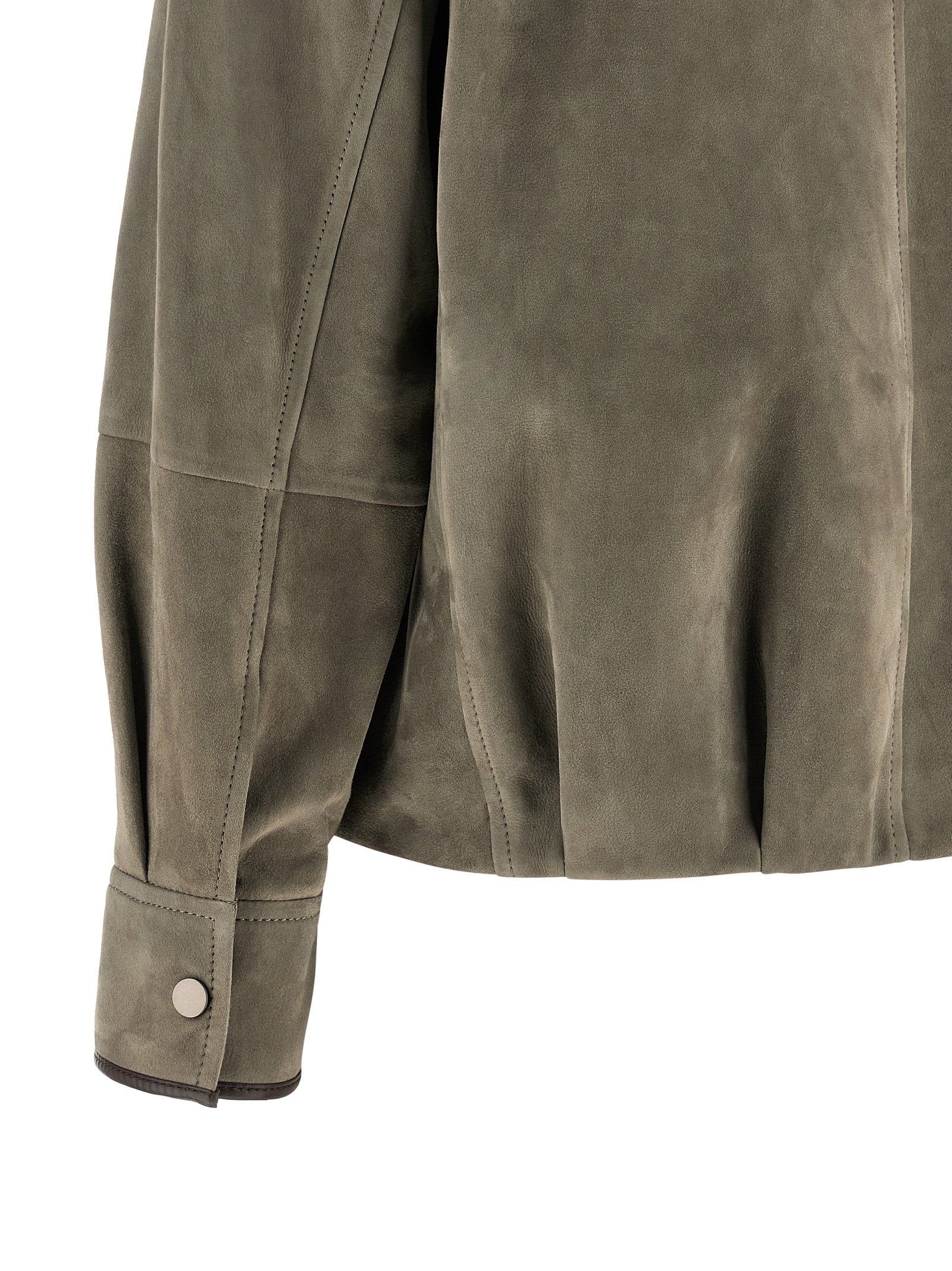 Brunello Cucinelli Gray Calfskin Leather Women's Jacket