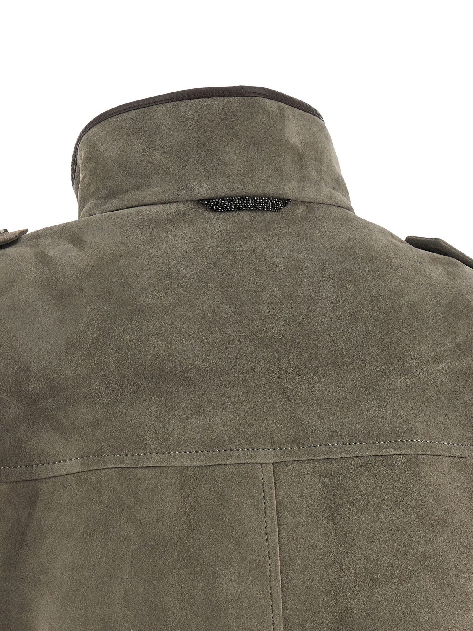 Brunello Cucinelli Gray Calfskin Leather Women's Jacket