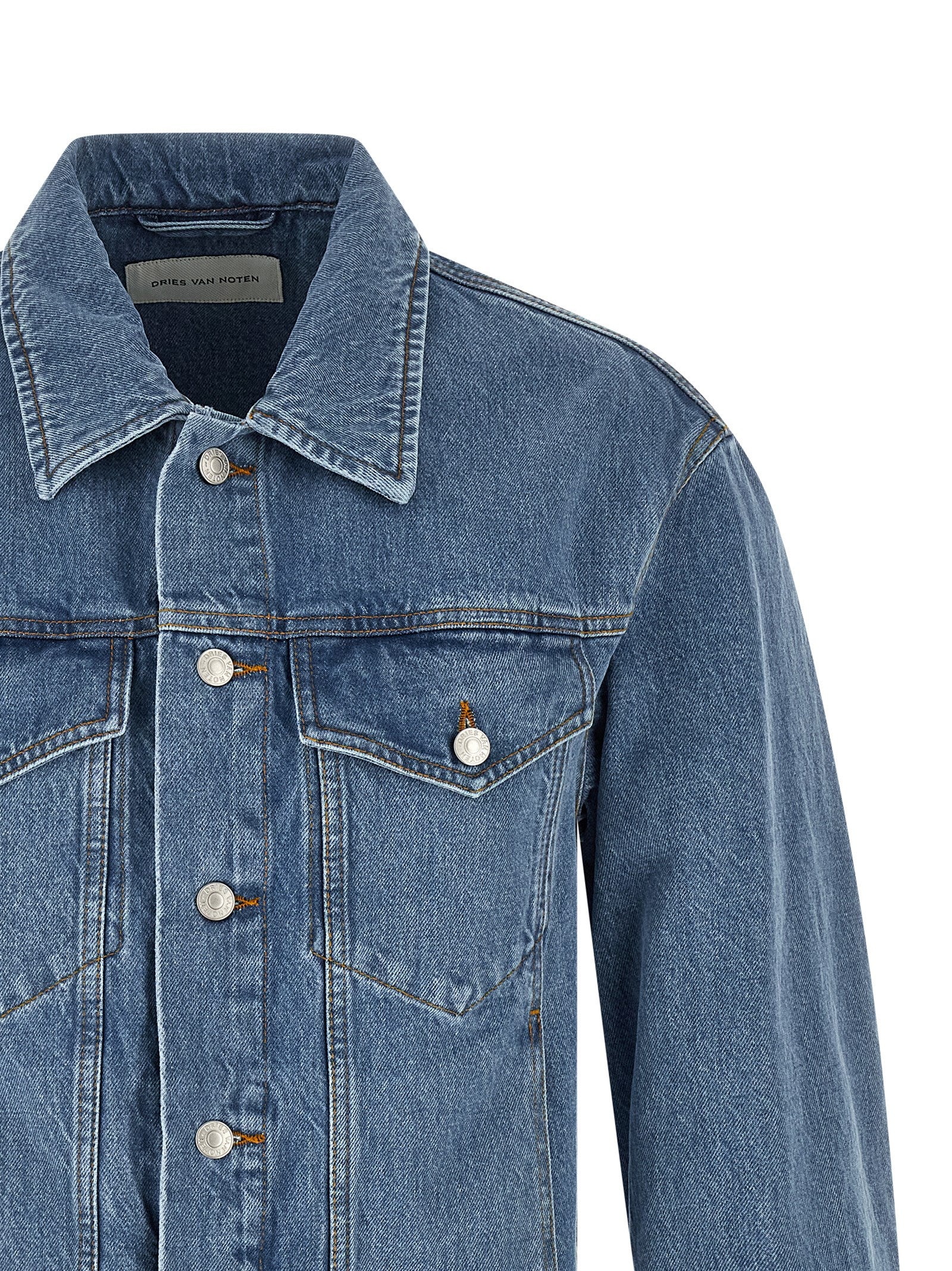 Dries Van Noten Blue Cotton Denim Men's Jacket