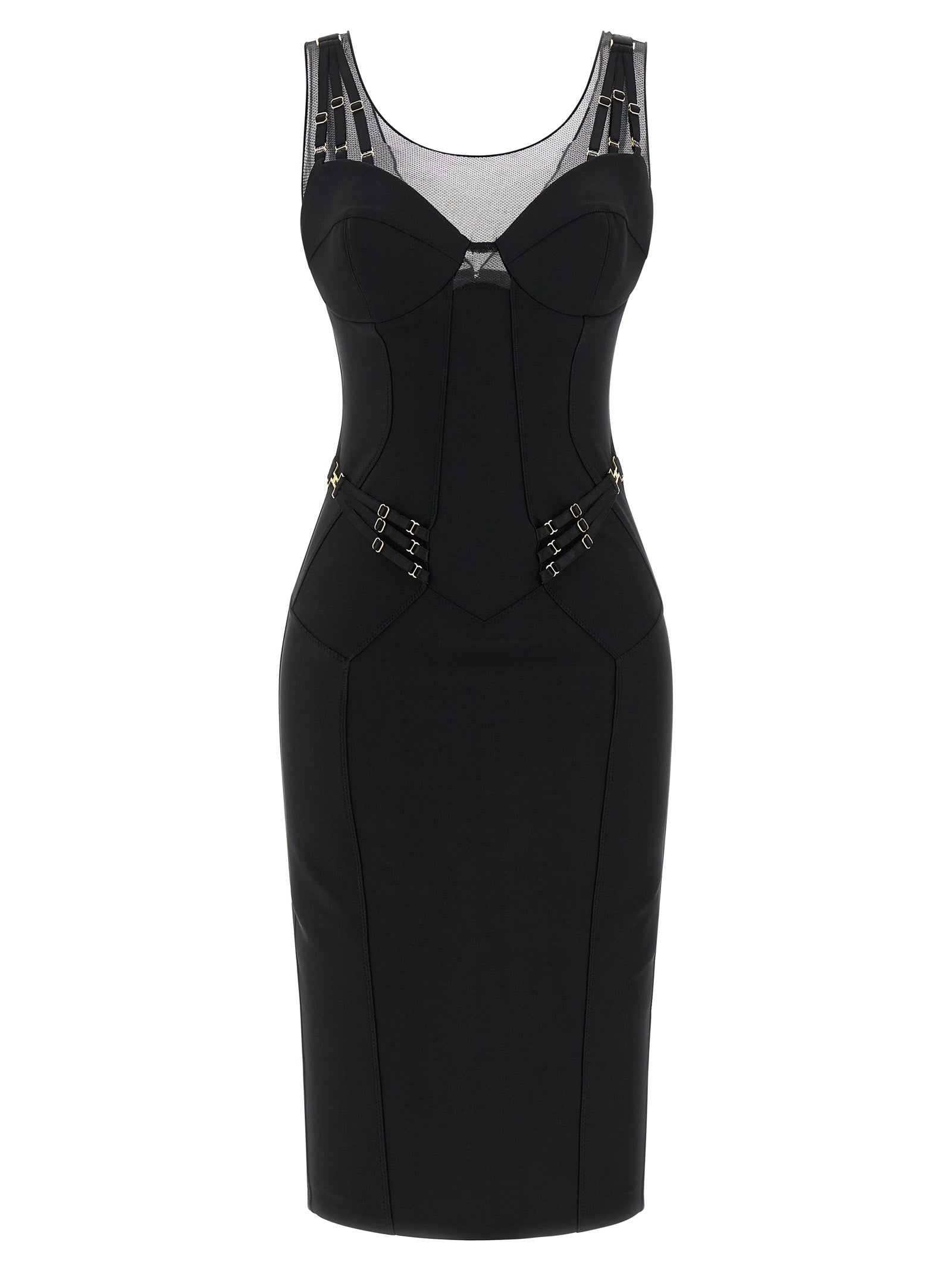 Elisabetta Franchi Black Polyamide Midi Women's Dress