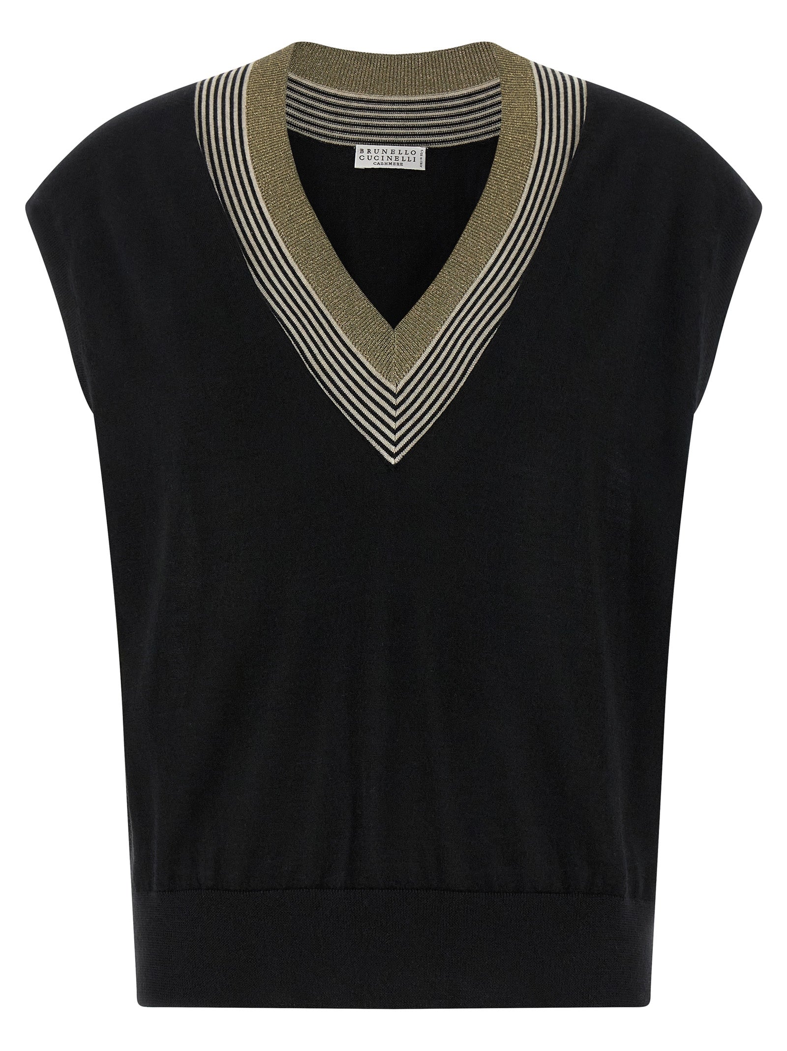 Brunello Cucinelli Black Cashmere Sleeveless Women's Jacket