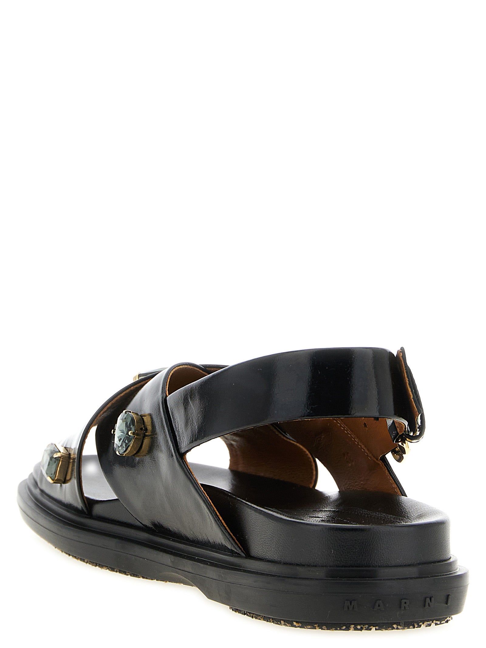 Marni Black Lamb Leather Flat Women's Sandals