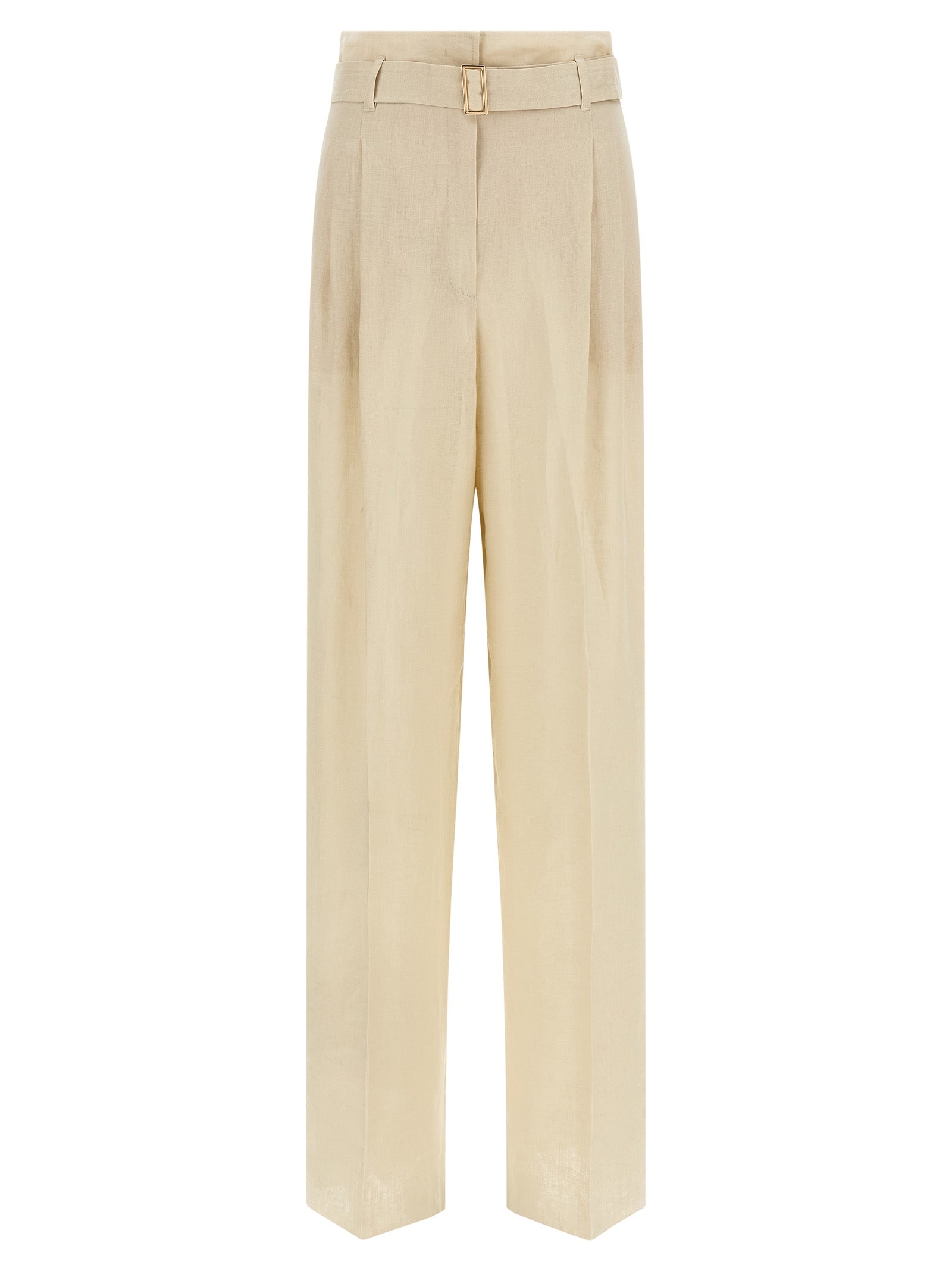 Max Mara Beige Linen Casual Women's Pants