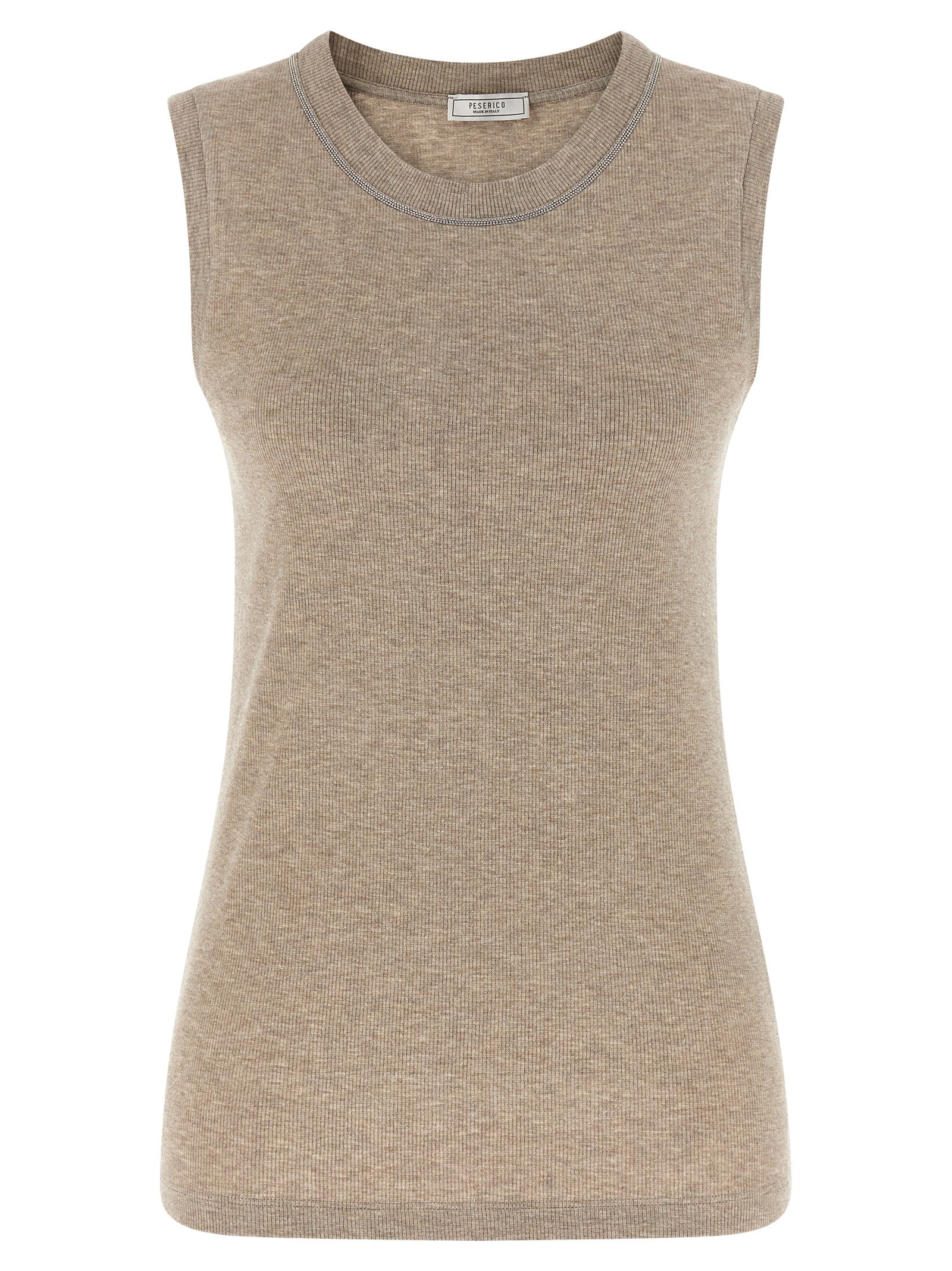 Peserico Beige Viscose Sleeveles Women's T-Shirt