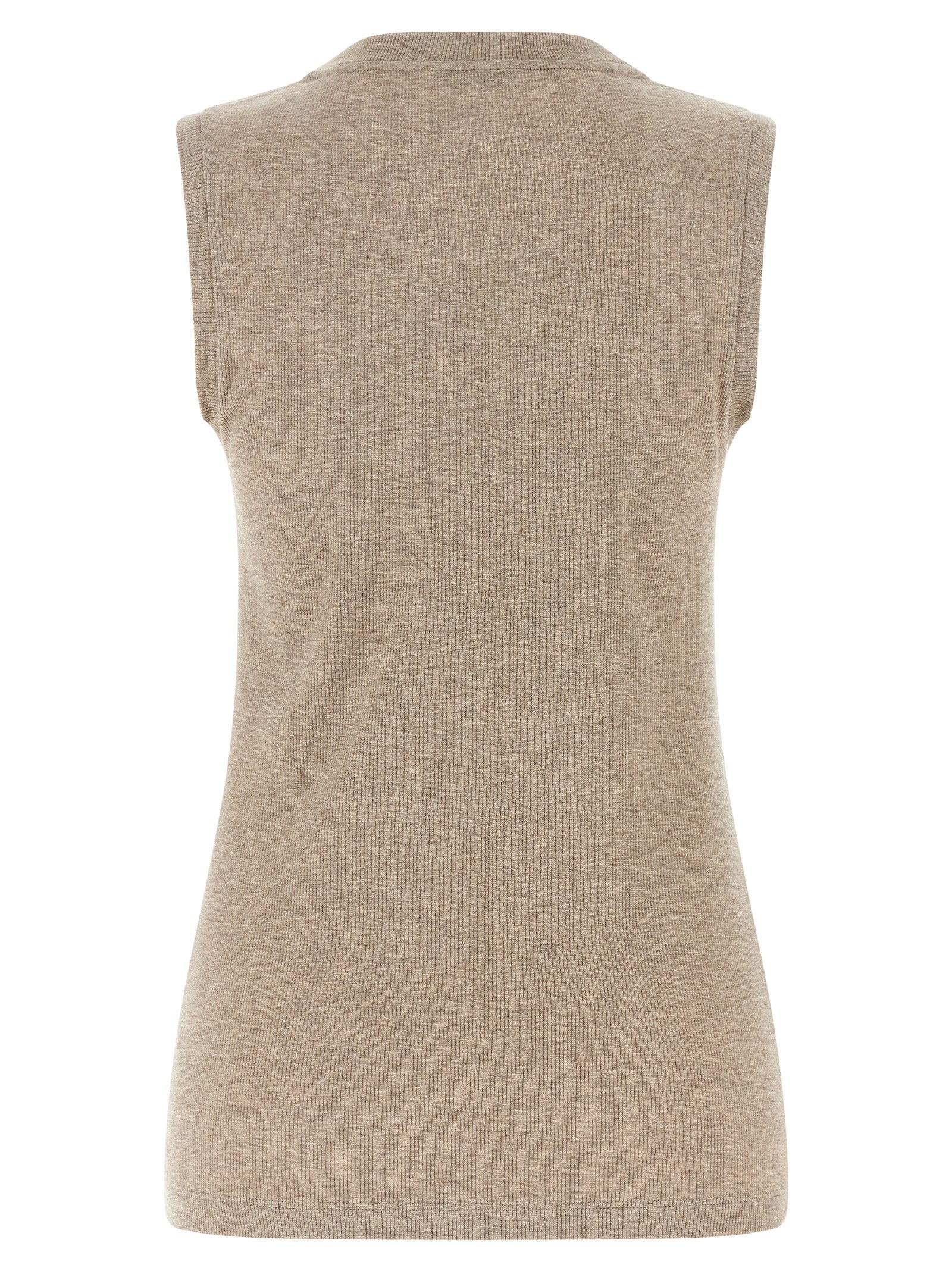 Peserico Beige Viscose Sleeveles Women's T-Shirt