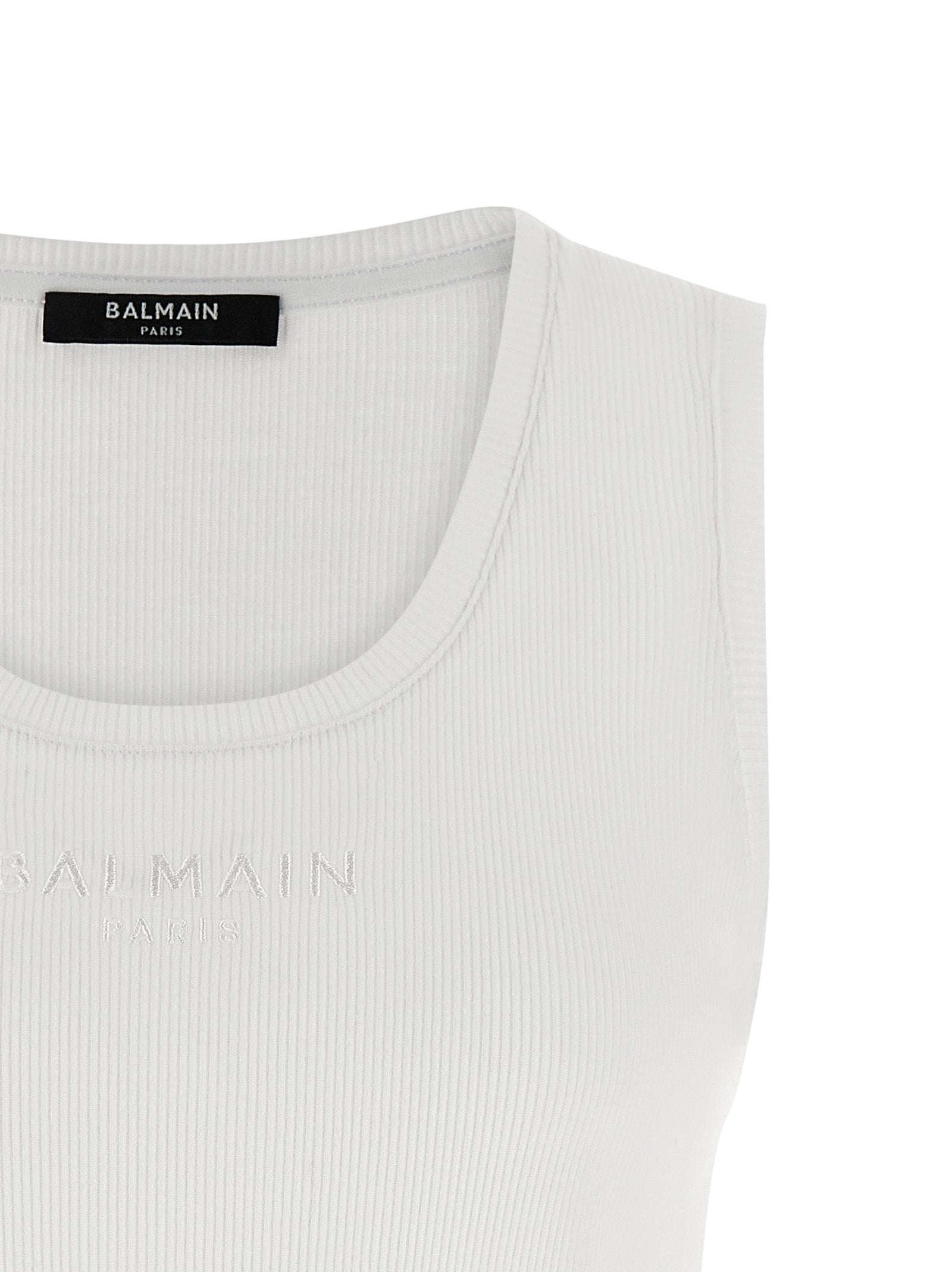 Balmain White Cotton Tank Women's Tops