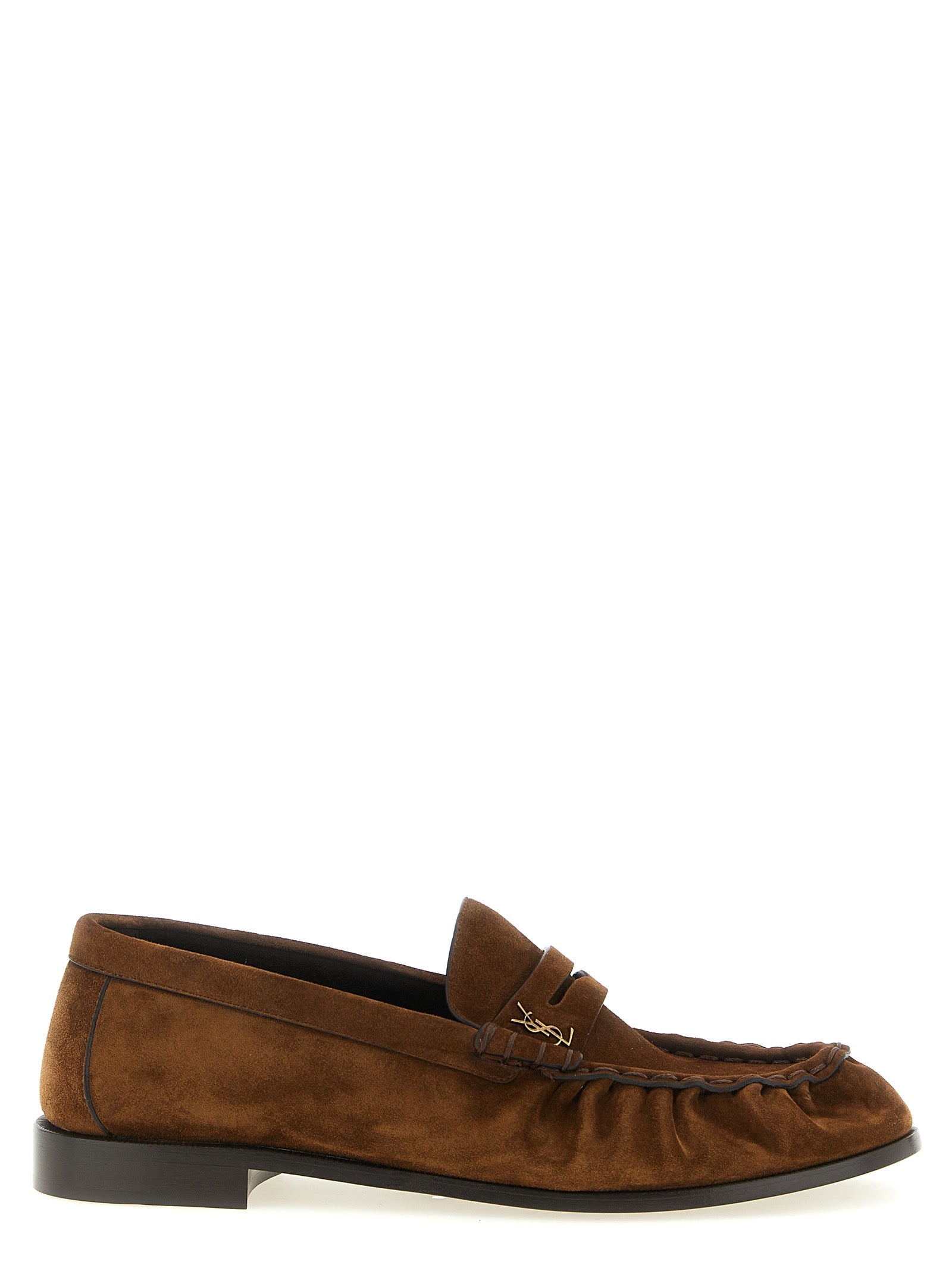 Saint Laurent Brown Calfskin Slip-On Men's Loafers