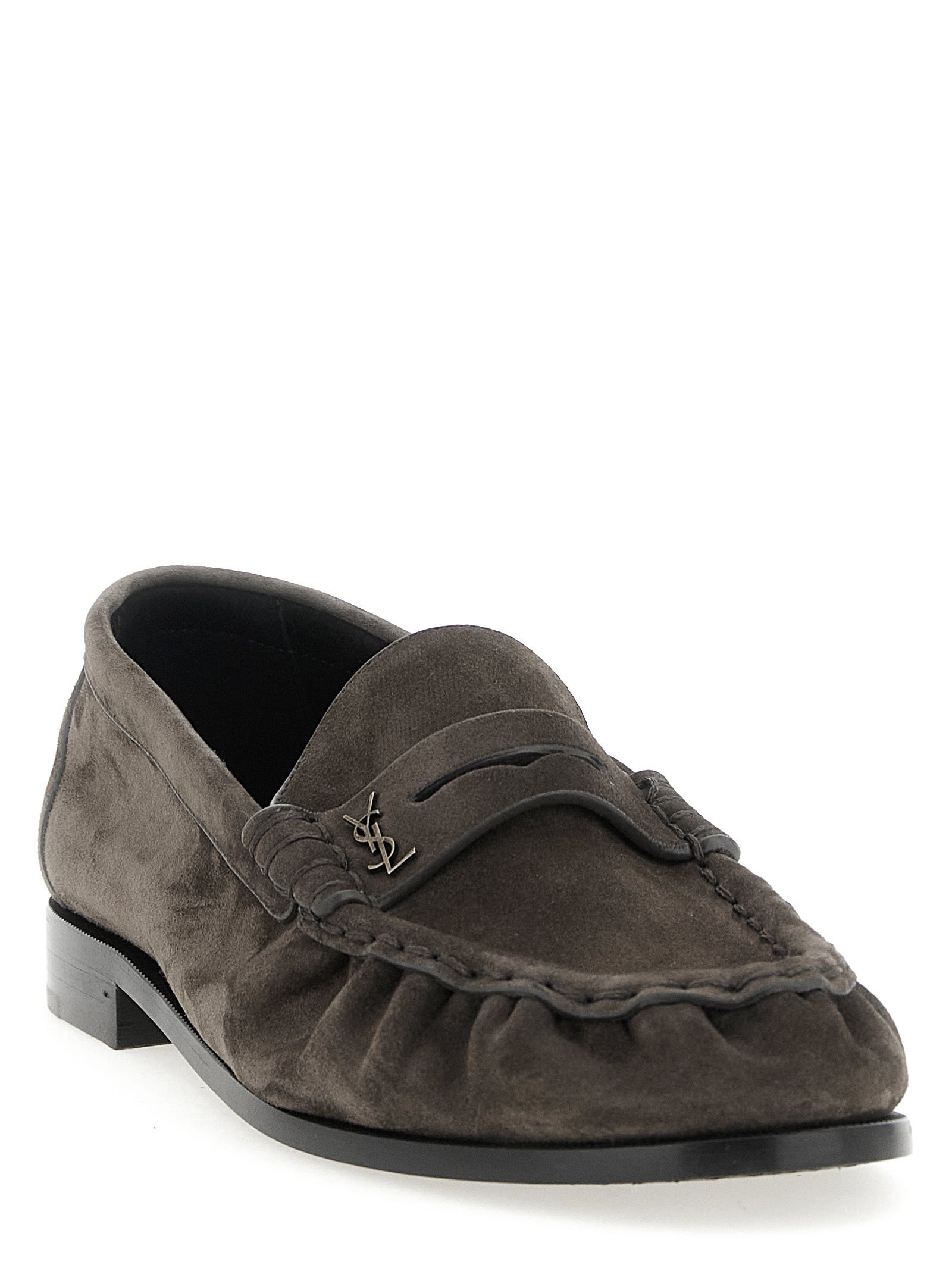 Saint Laurent Brown Calfskin Slip-On Men's Loafers