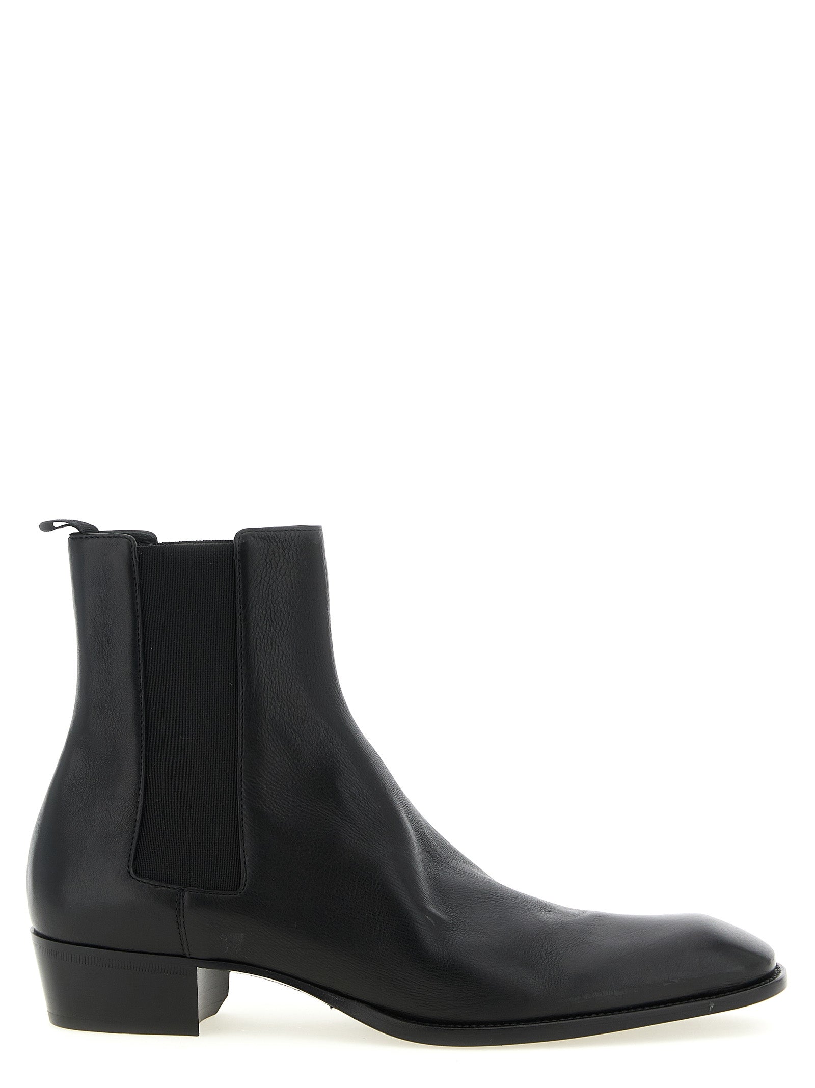 Saint Laurent Black Calfskin Chelsea Men's Boots
