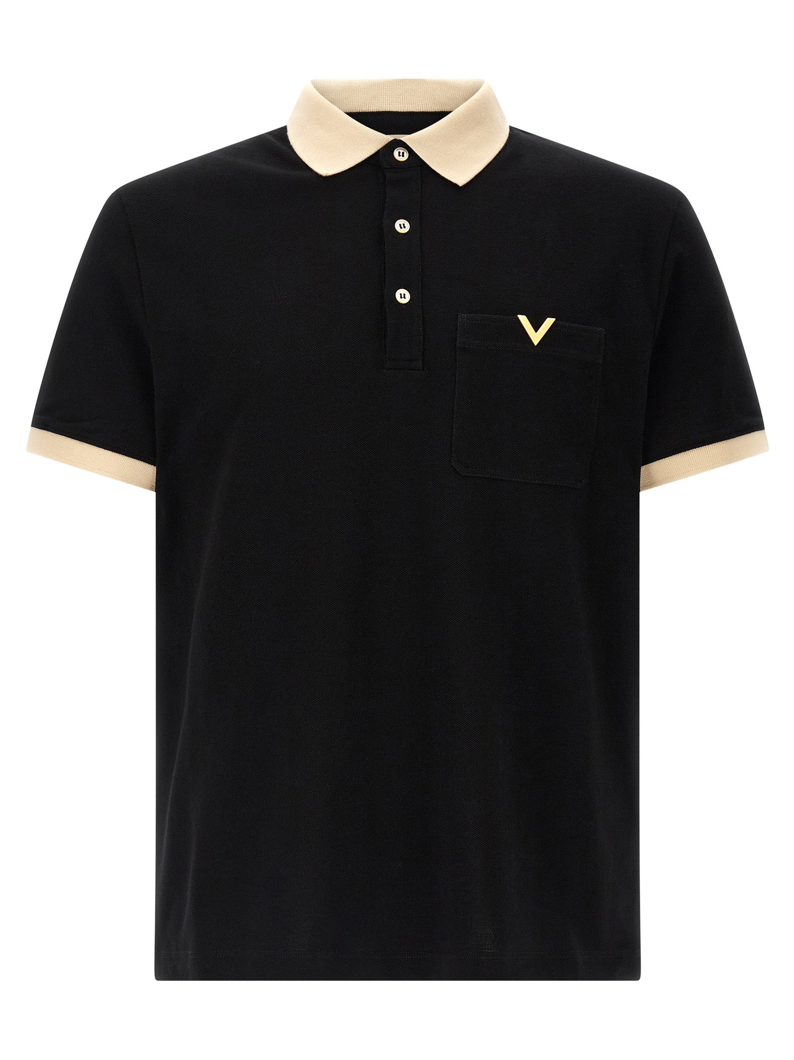 Valentino Garavani Black Cotton Polo Men's Shirt