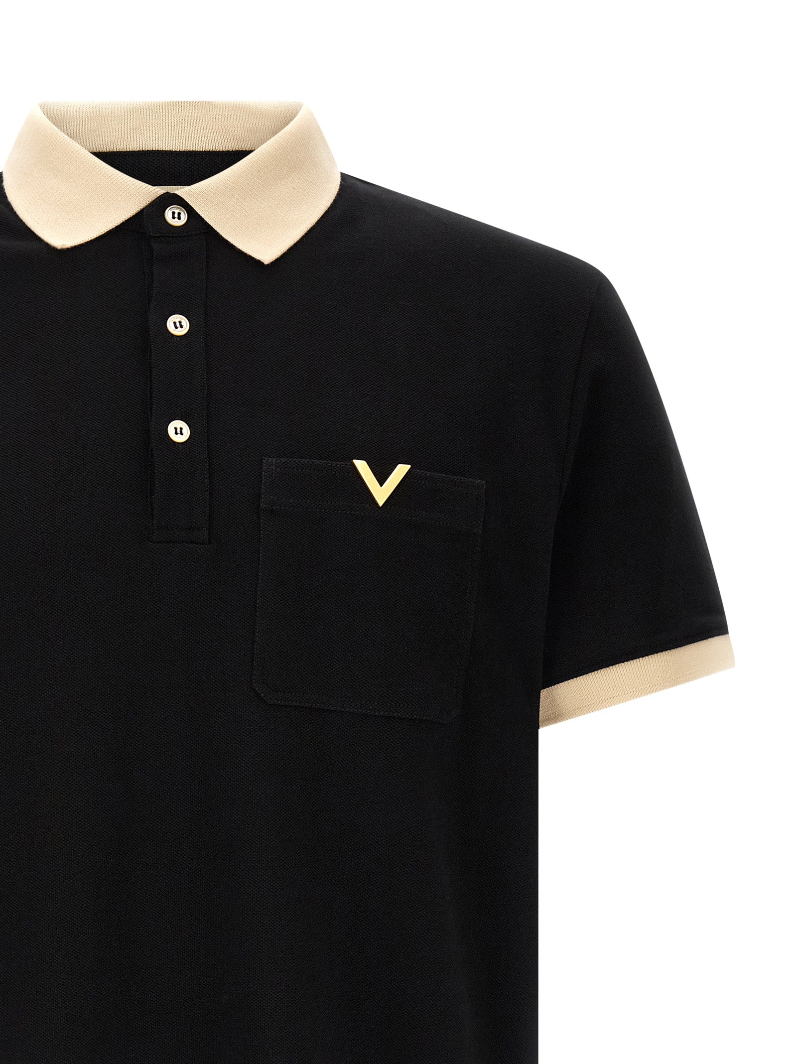 Valentino Garavani Black Cotton Polo Men's Shirt