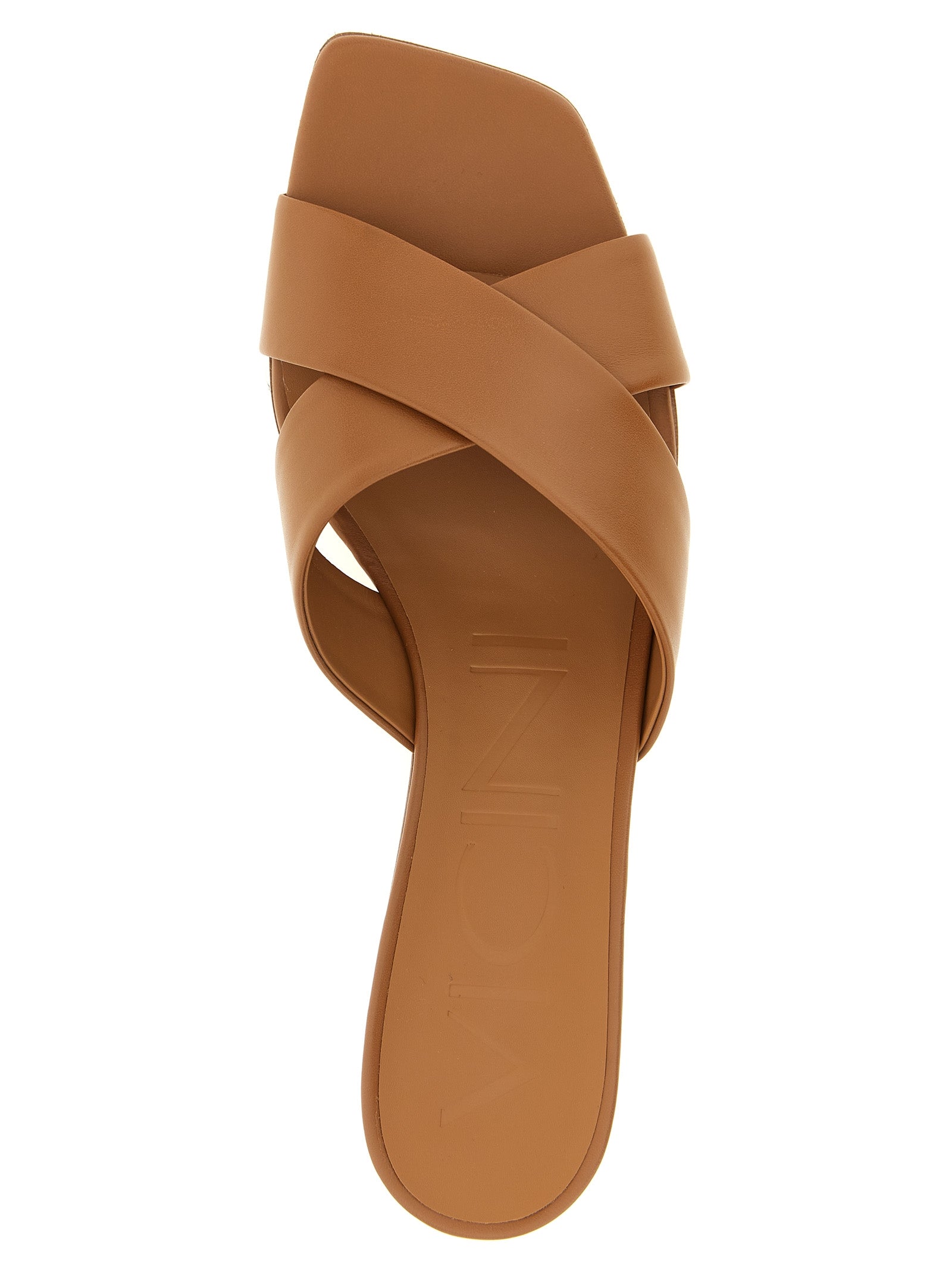 VICINI Brown Calfskin Mid Heel Women's Pumps
