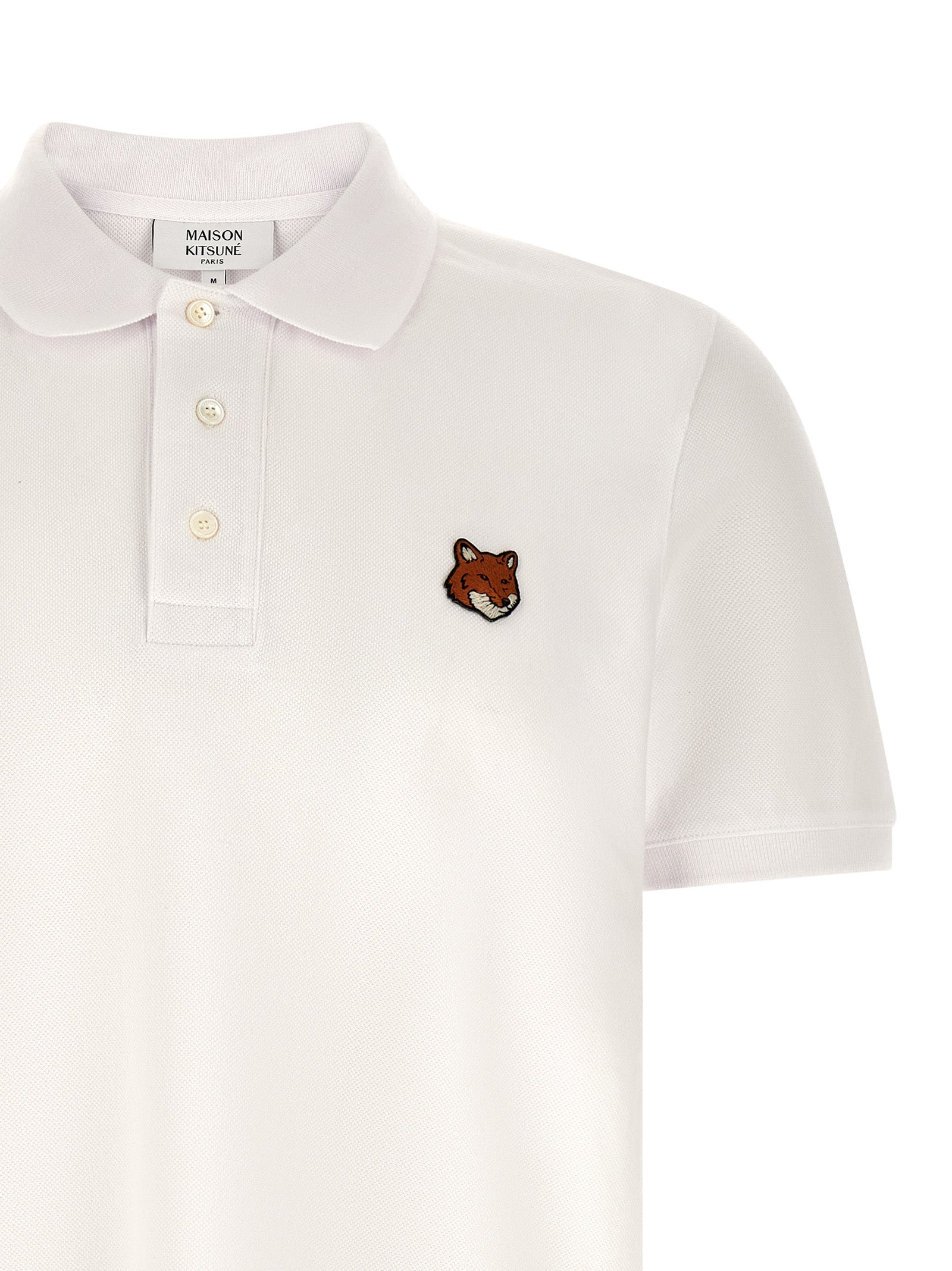 Maison Kitsuné White Cotton Polo Men's Shirt