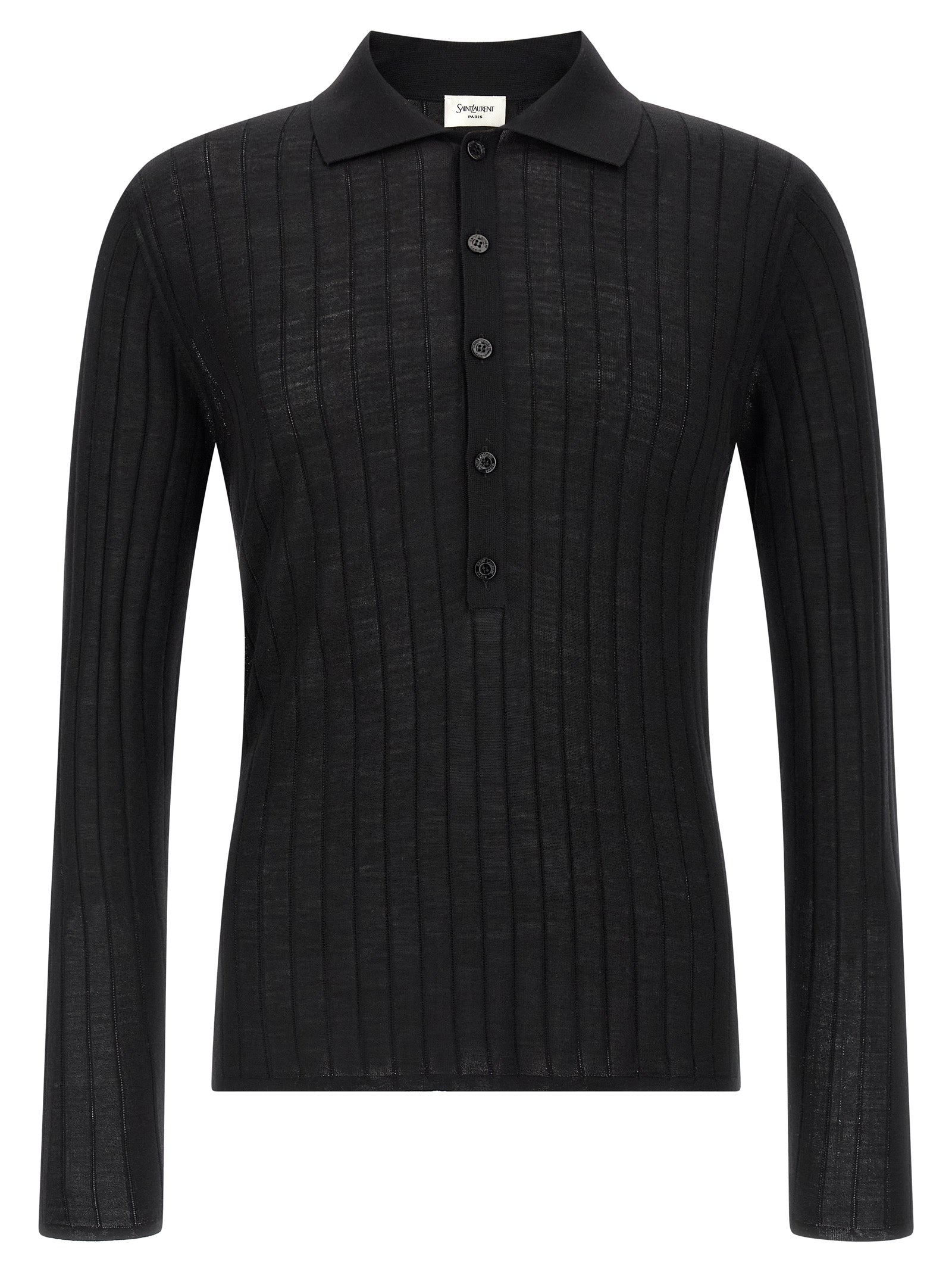Saint Laurent Black Wool Polo Men's Shirt