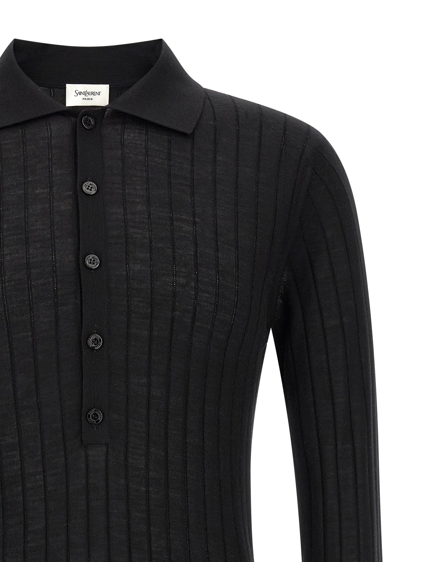 Saint Laurent Black Wool Polo Men's Shirt
