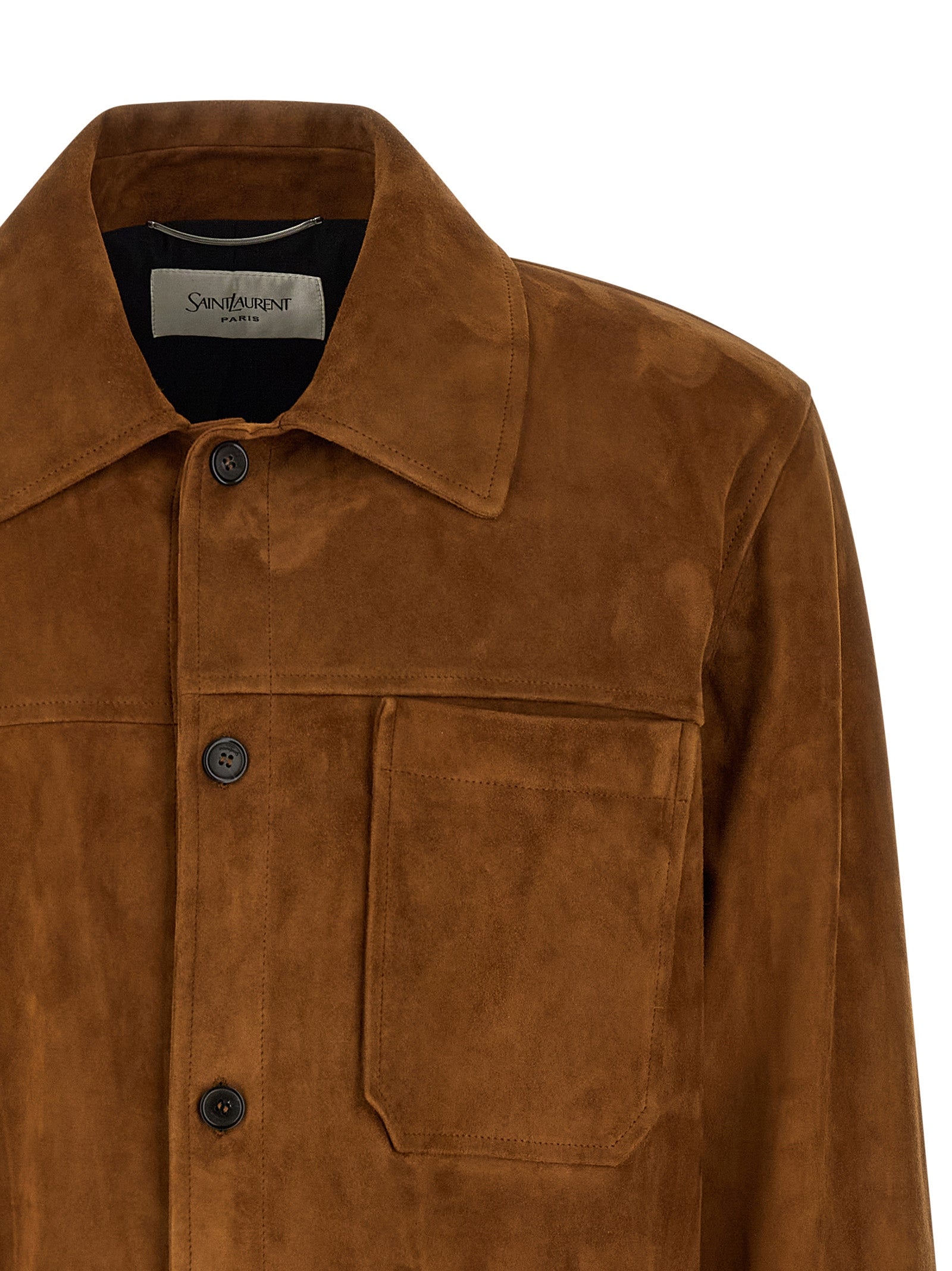 Saint Laurent Brown Lamb Leather Leather Men's Jacket