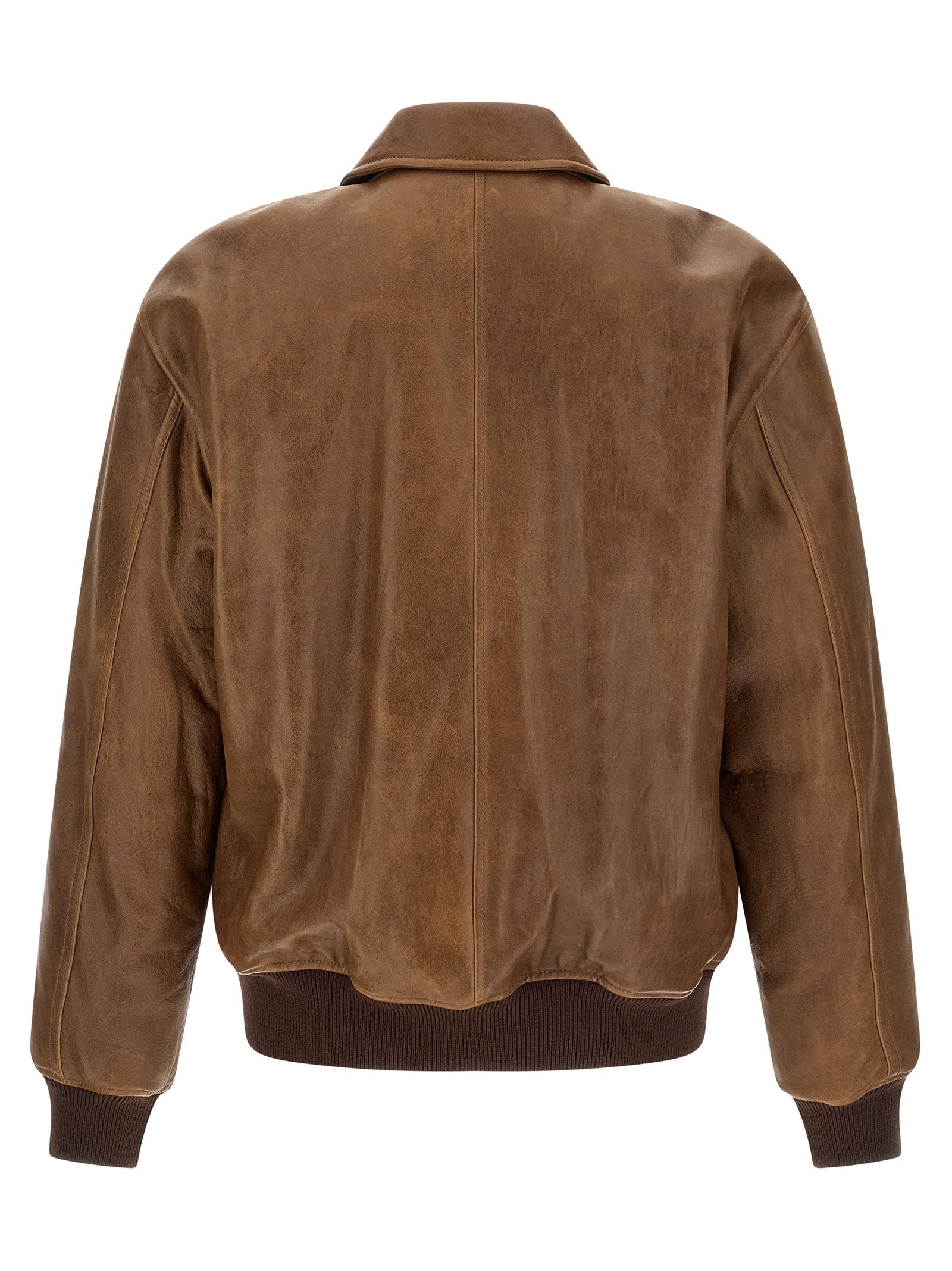 Saint Laurent Brown Lamb Leather Leather Men's Jacket